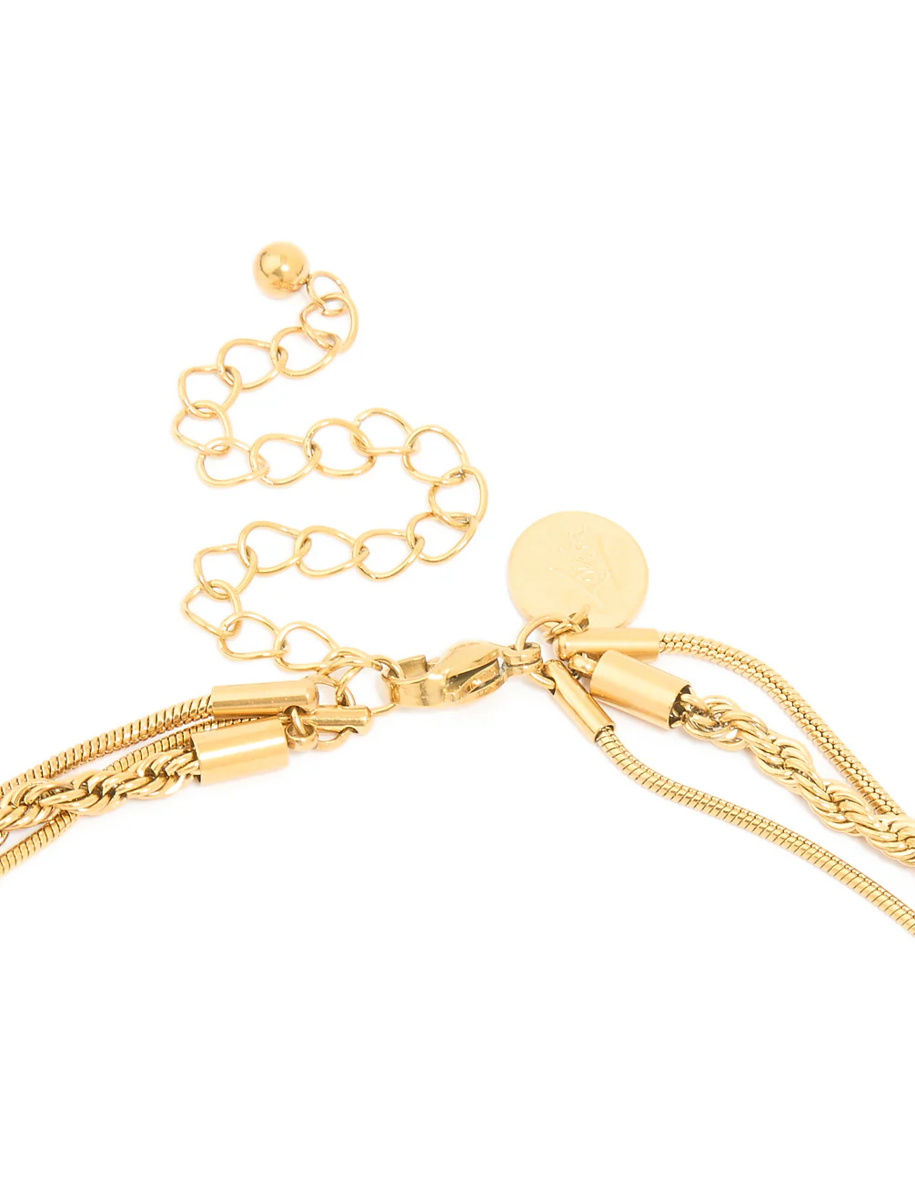 Waterproof Gold Plated Stainless Steel Mixed Chain Layered Necklace - Image 3