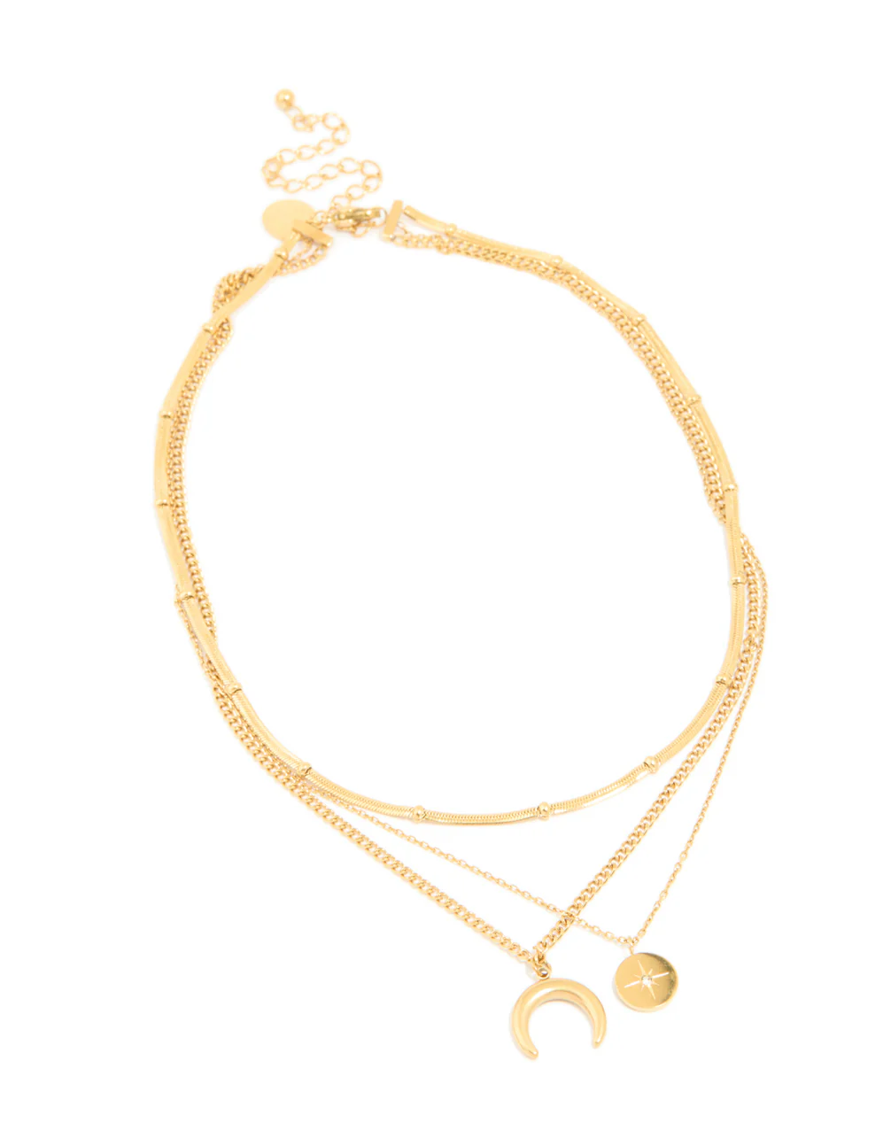 Waterproof Gold Plated Stainless Steel Mixed Pendants Layered Necklace - Image 2