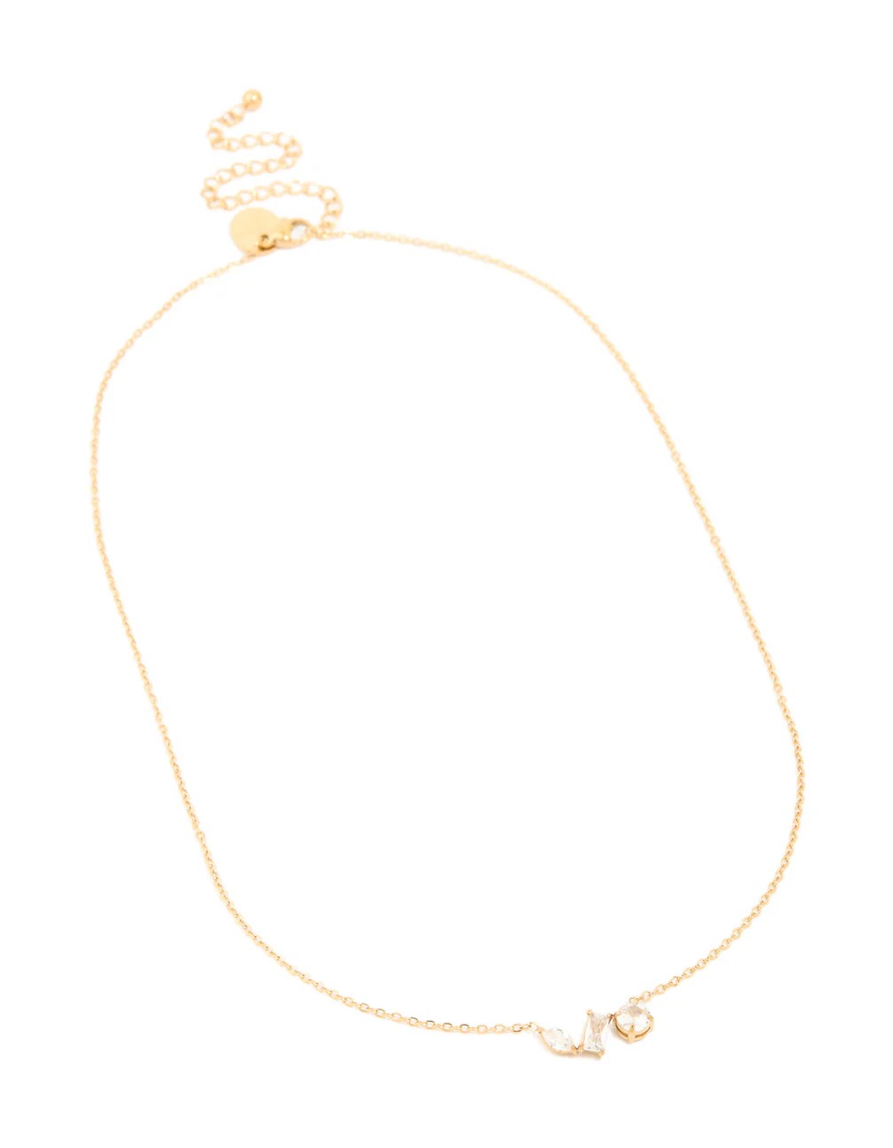 Waterproof Gold Plated Stainless Steel Mixed Shape Cubic Zirconia Trio Necklace - Image 4