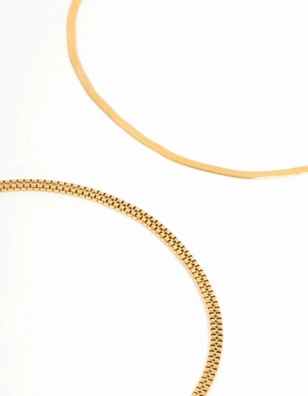 Waterproof Gold Plated Stainless Steel Mixed Snake Chain Anklets 2-Pack - Image 2