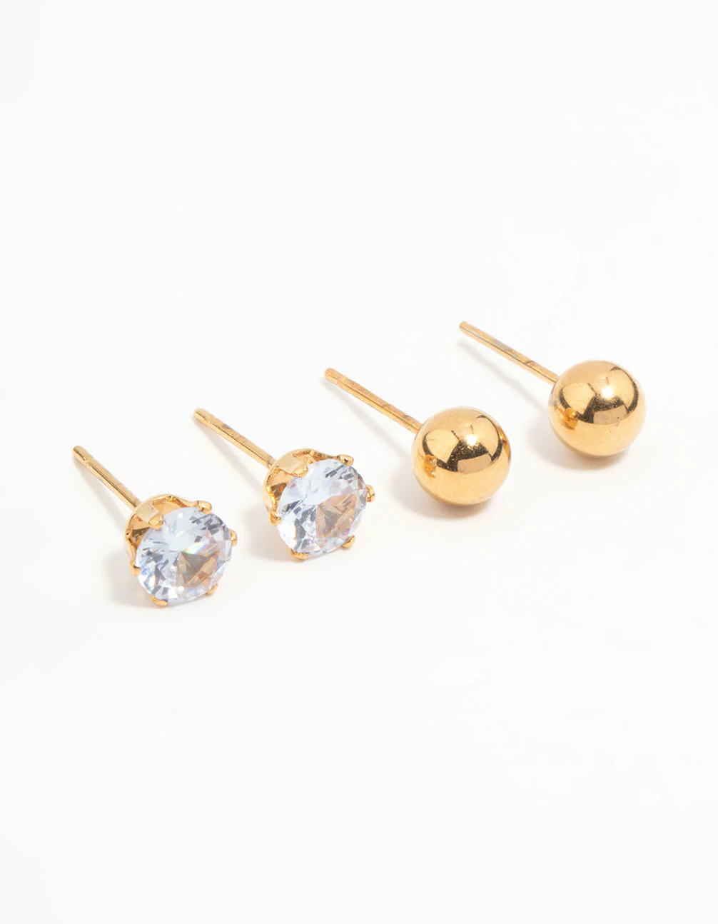 Waterproof Gold Plated Stainless Steel Mixed Stud Earrings 3-Pack - Image 3