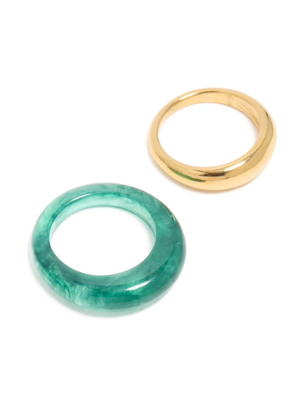 Waterproof Gold Plated Stainless Steel & Teal Modern Thin Stacking Rings 2-Pack - Image 2