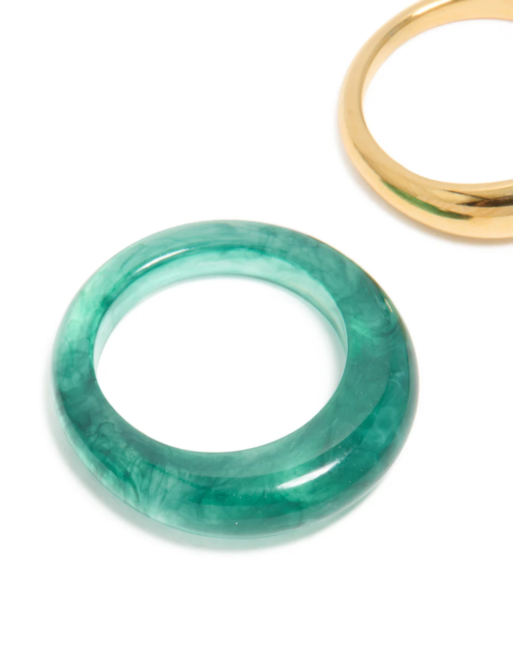 Waterproof Gold Plated Stainless Steel & Teal Modern Thin Stacking Rings 2-Pack - Image 4
