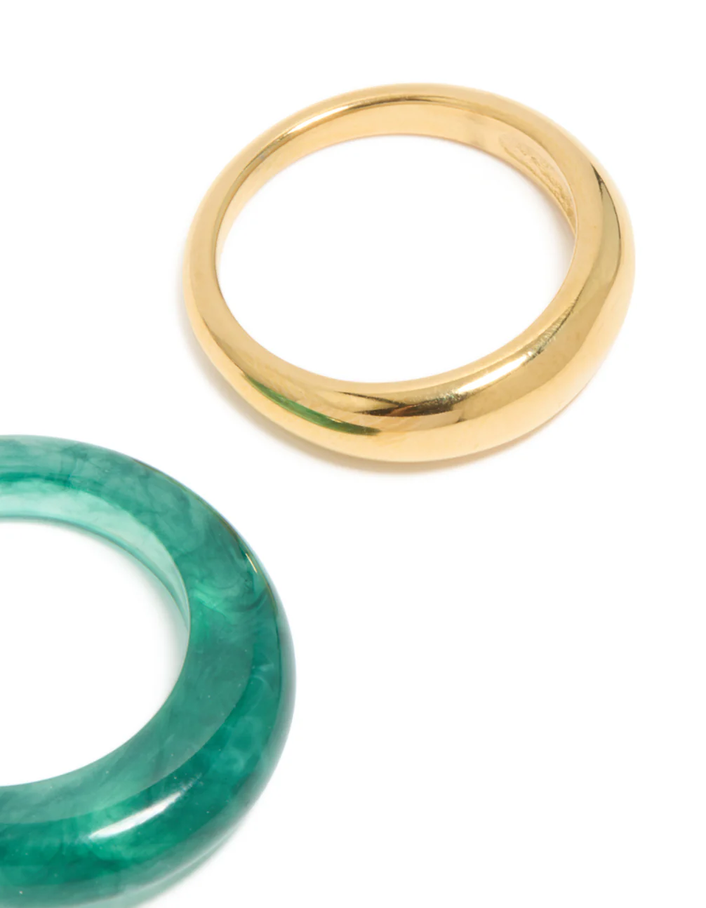 Waterproof Gold Plated Stainless Steel & Teal Modern Thin Stacking Rings 2-Pack - Image 5