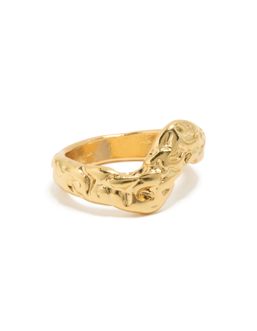 Waterproof Gold Plated Stainless Steel Molten Curved Front Ring - Image 2