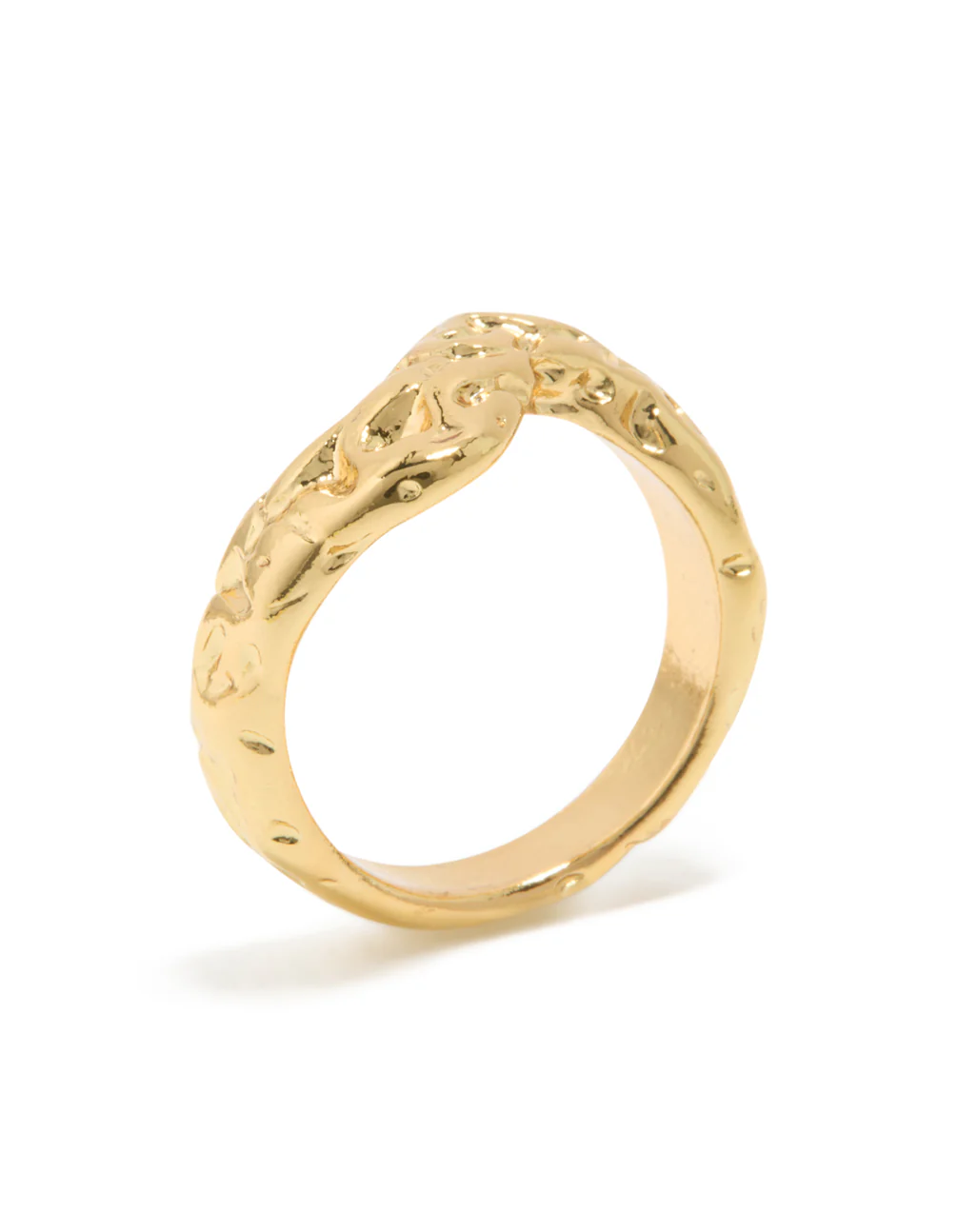 Waterproof Gold Plated Stainless Steel Molten Curved Front Ring - Image 4