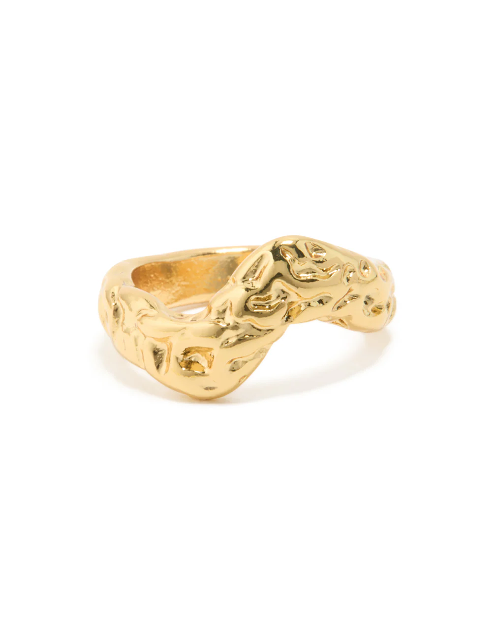 Waterproof Gold Plated Stainless Steel Molten Curved Front Ring - Image 5