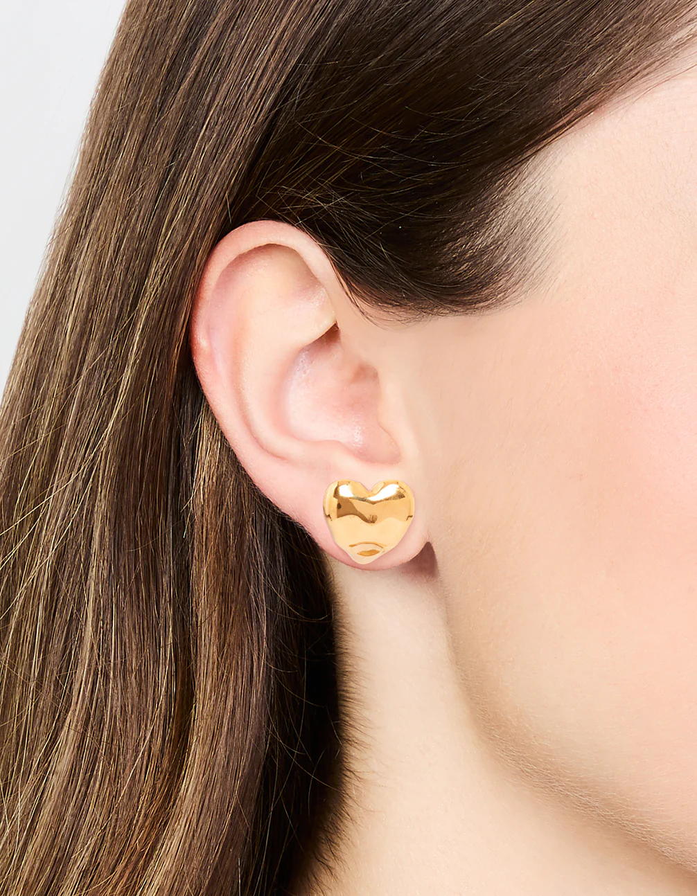 Waterproof Gold Plated Stainless Steel Molten Heart Stud Earrings - Image 2