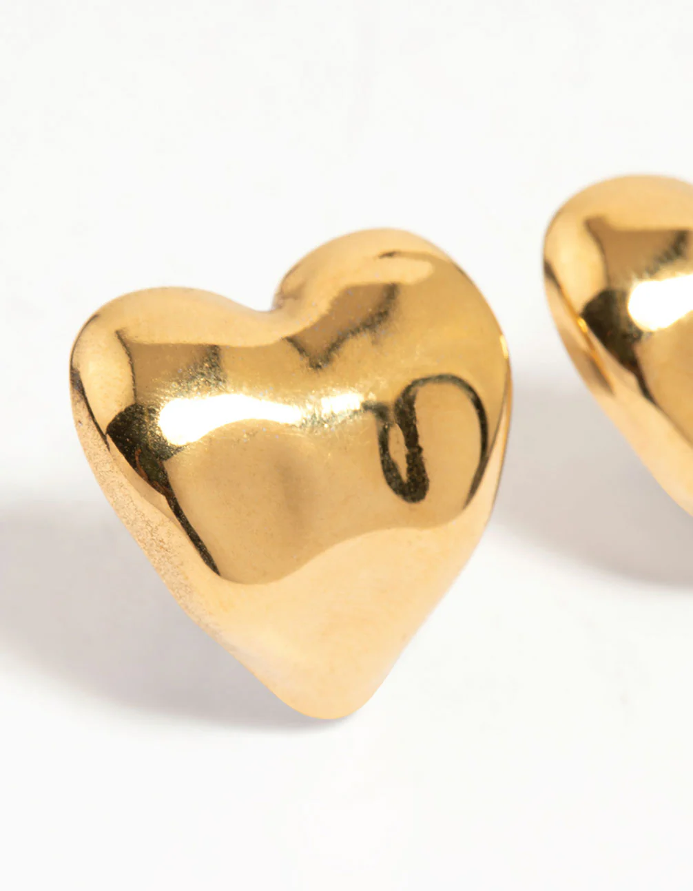 Waterproof Gold Plated Stainless Steel Molten Heart Stud Earrings - Image 4