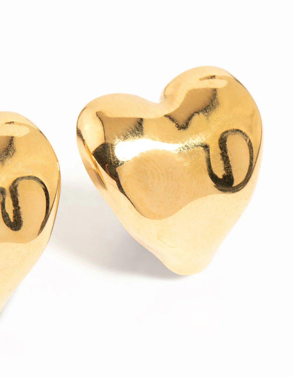Waterproof Gold Plated Stainless Steel Molten Heart Stud Earrings - Image 5