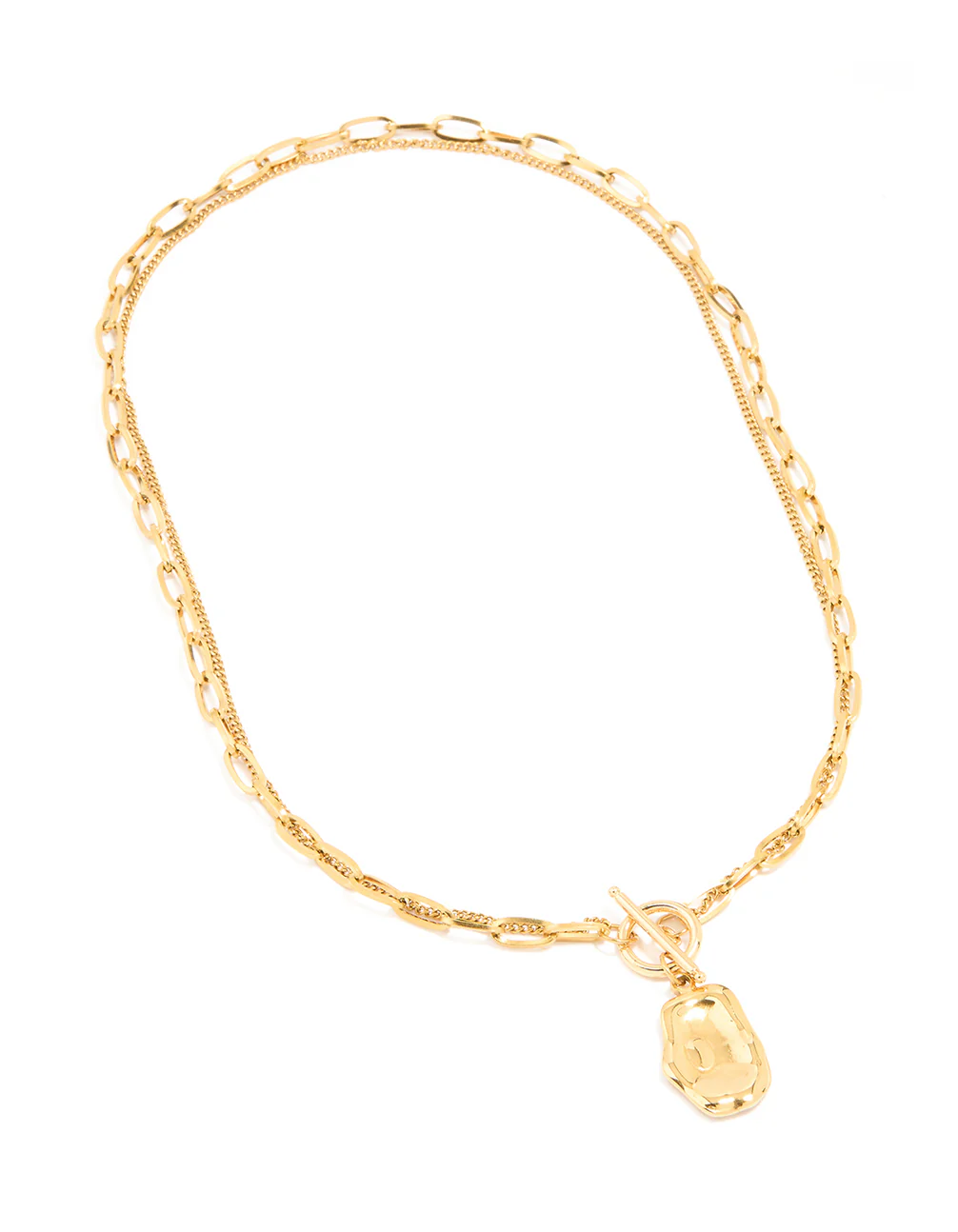 Waterproof Gold Plated Stainless Steel Molten Pendant Layered Necklace - Image 2