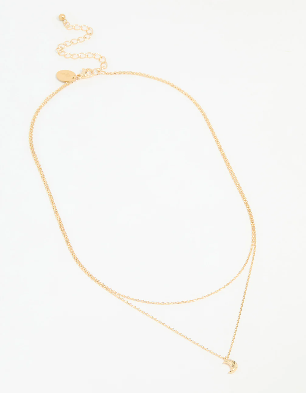 Waterproof Gold Plated Stainless Steel Moon Pendant Layered Necklace - Image 2