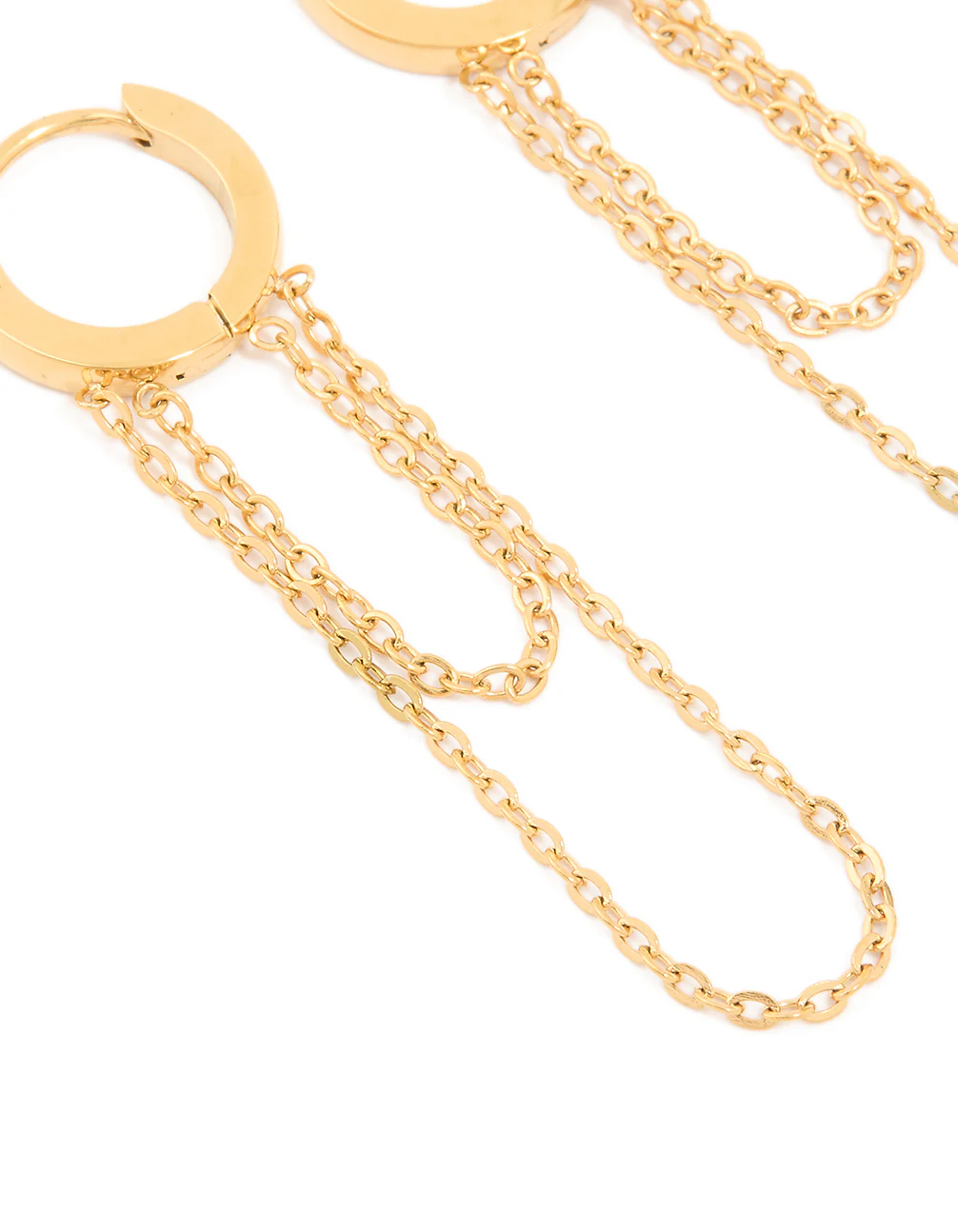 Waterproof Gold Plated Stainless Steel Multi Chain Huggie Earrings - Image 4