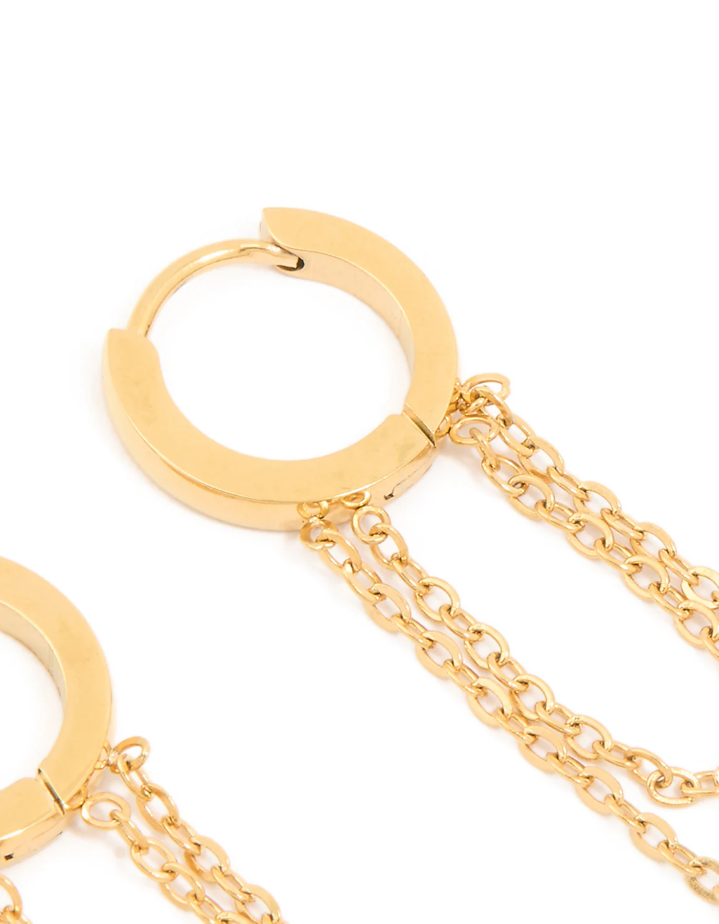 Waterproof Gold Plated Stainless Steel Multi Chain Huggie Earrings - Image 5