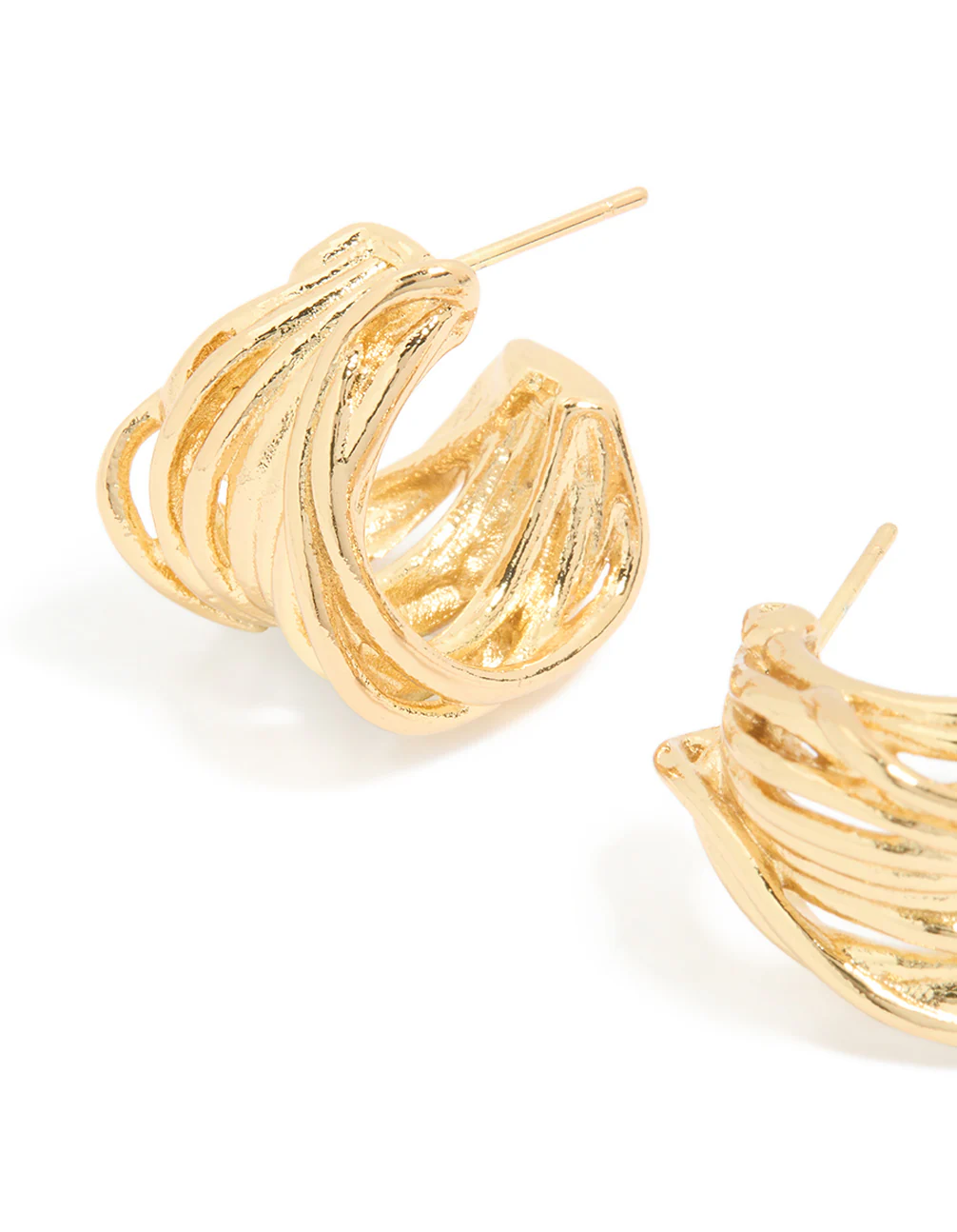 Waterproof Gold Plated Stainless Steel Multi Row Huggie Earrings - Image 4