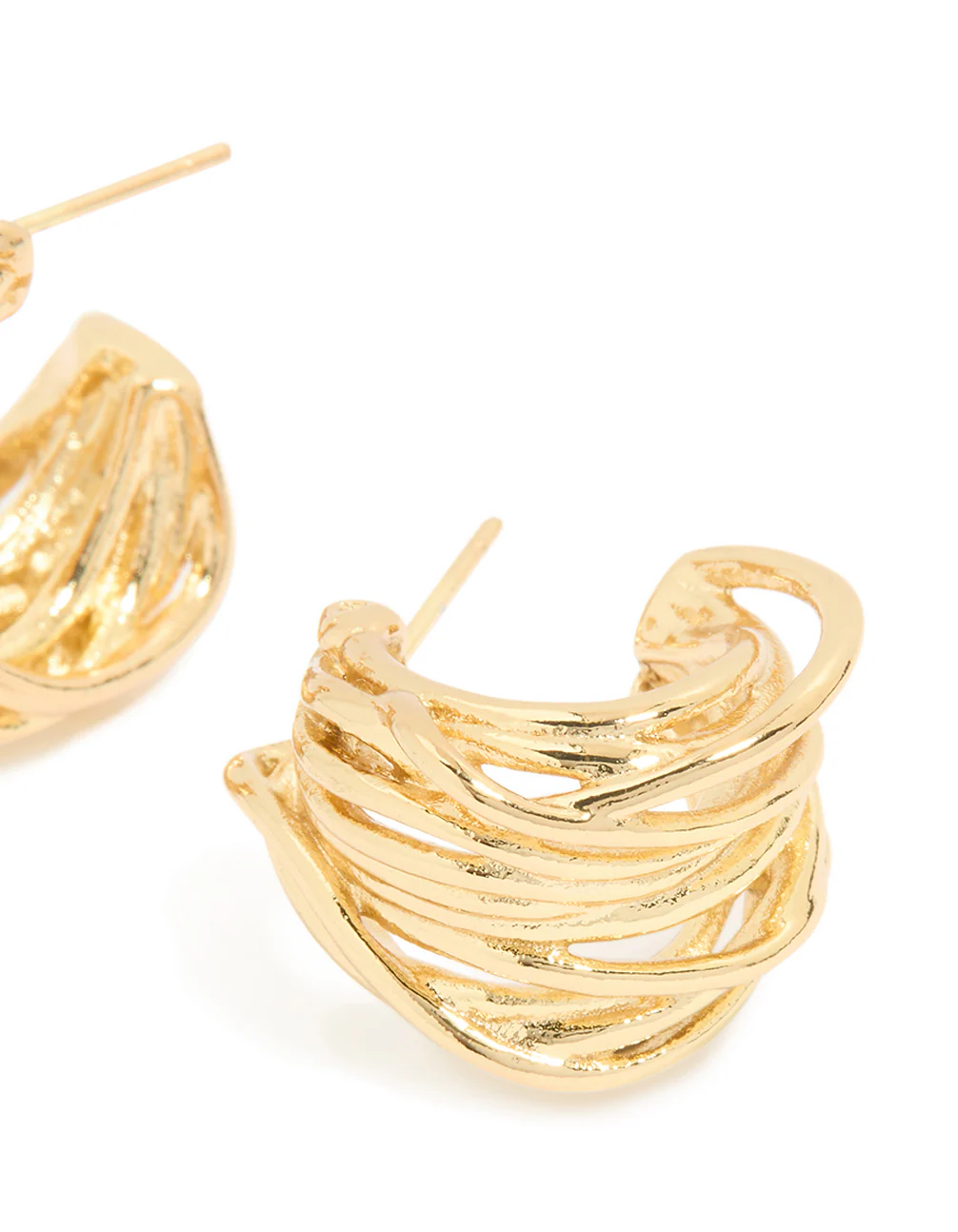 Waterproof Gold Plated Stainless Steel Multi Row Huggie Earrings - Image 5