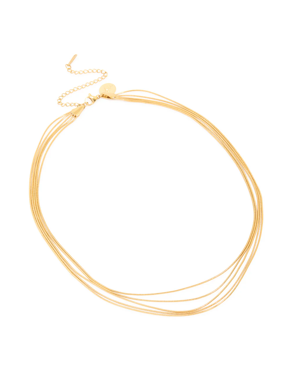 Waterproof Gold Plated Stainless Steel Multi Snake Chain Layered Necklace - Image 2