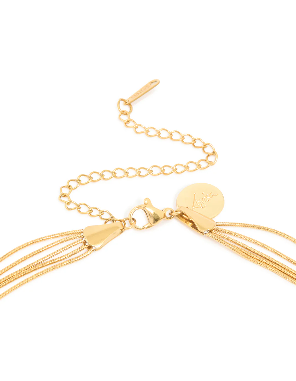 Waterproof Gold Plated Stainless Steel Multi Snake Chain Layered Necklace - Image 3