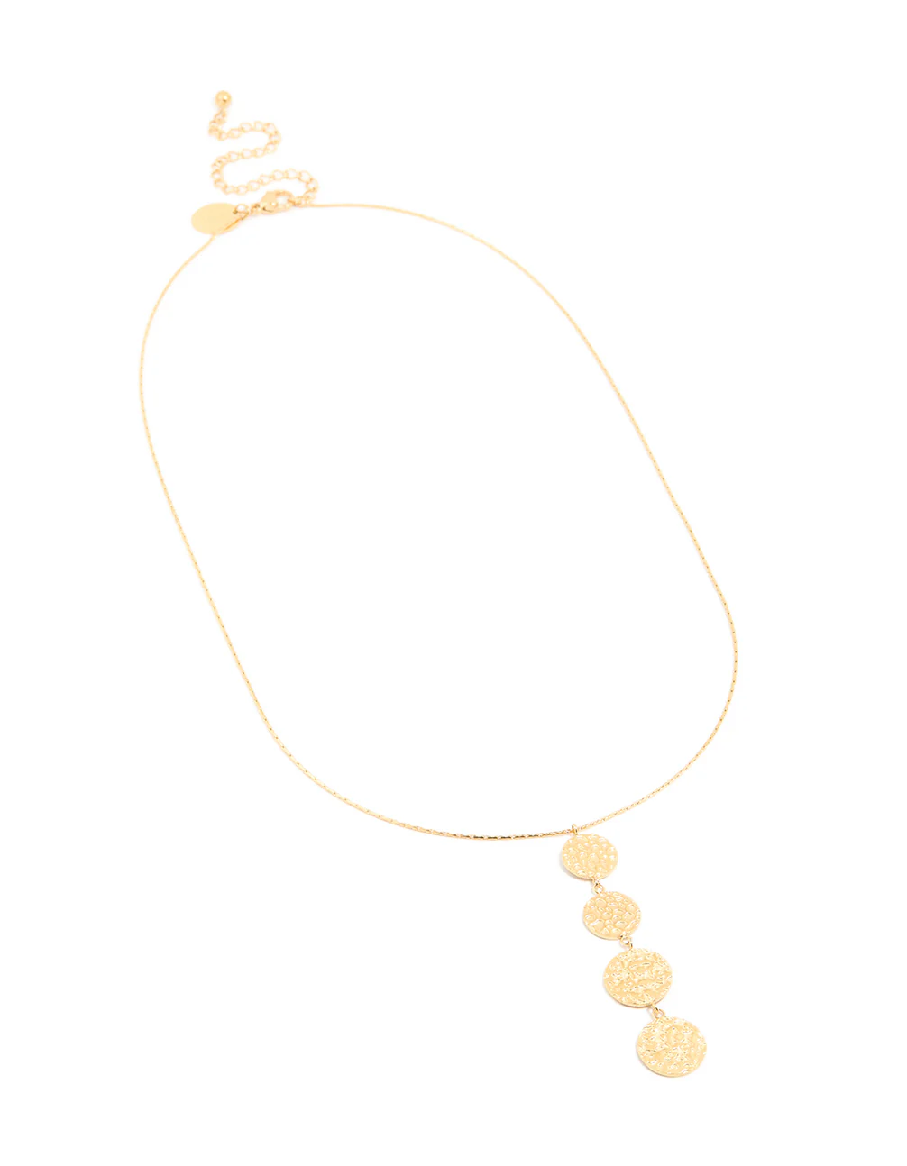 Waterproof Gold Plated Stainless Steel Multiple Dimple Discs Necklace - Image 4