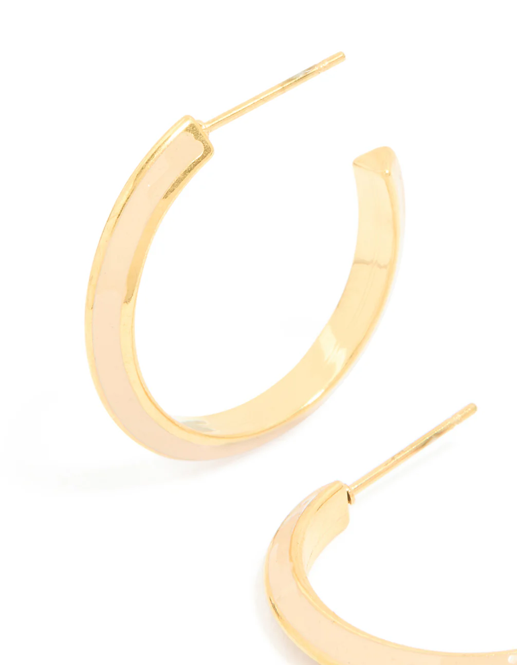 Waterproof Gold Plated Stainless Steel Neutral Toned Enamel Hoop Earrings - Image 4