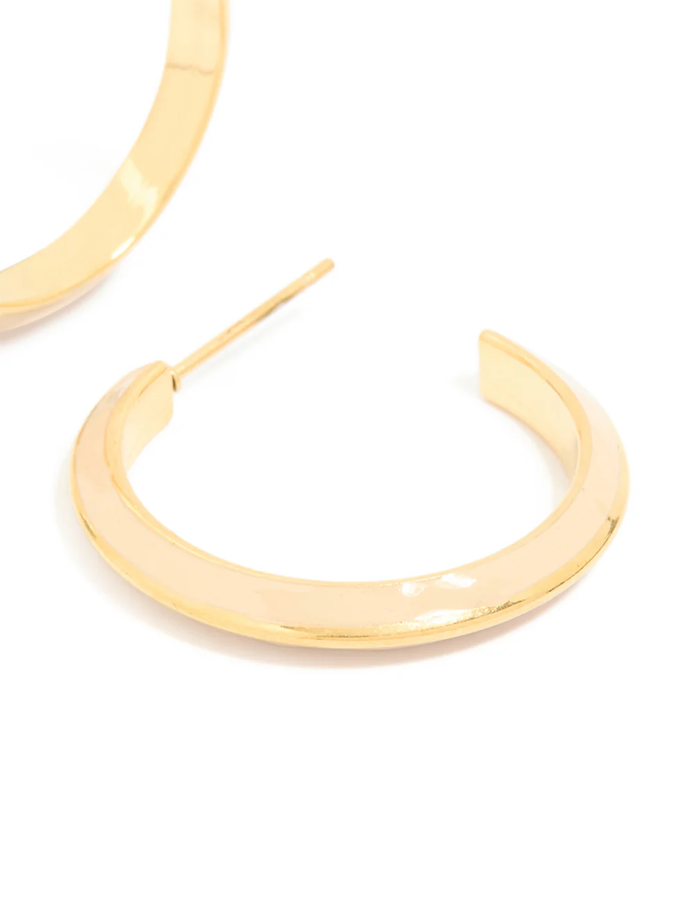Waterproof Gold Plated Stainless Steel Neutral Toned Enamel Hoop Earrings - Image 5