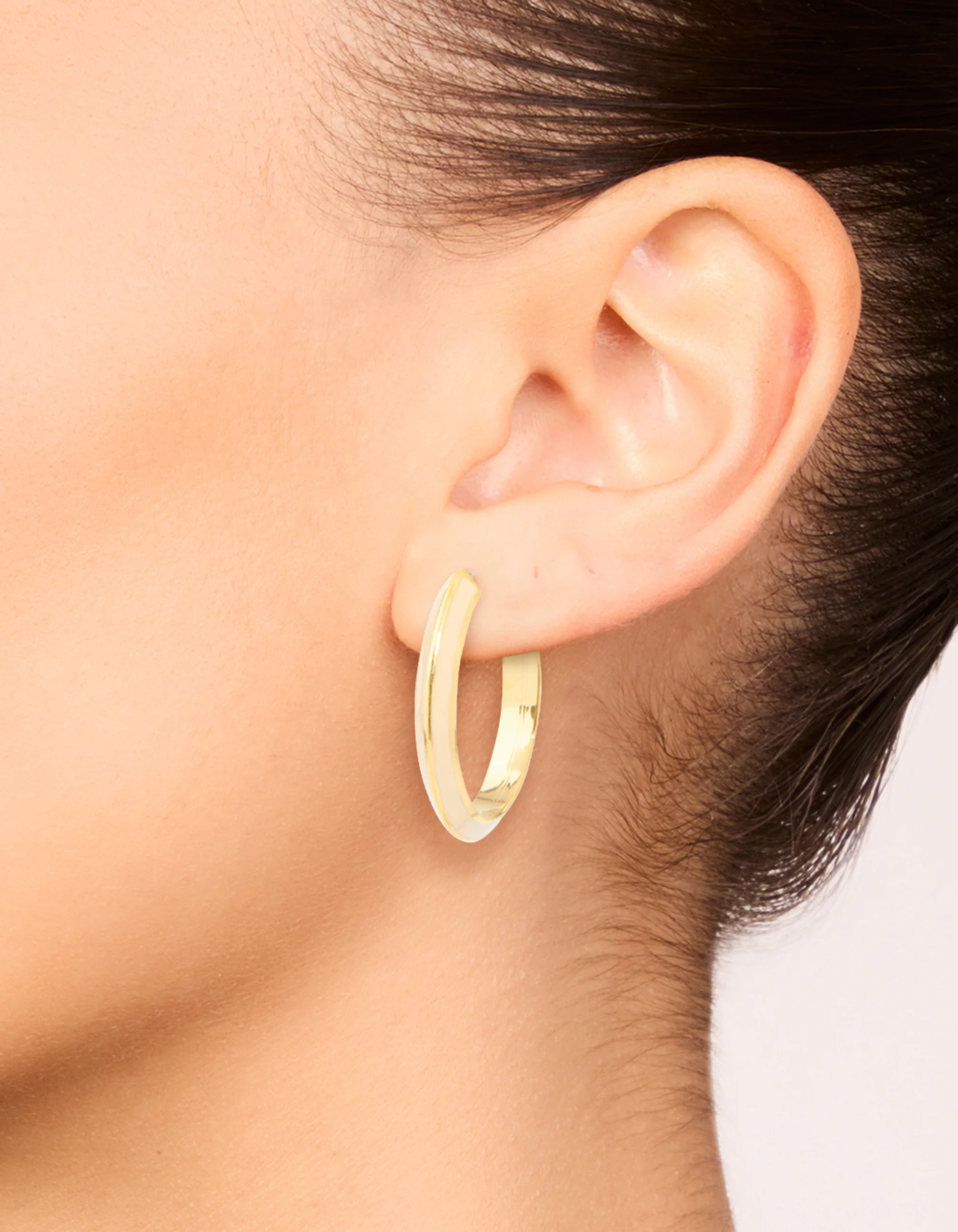 Waterproof Gold Plated Stainless Steel Neutral Toned Enamel Hoop Earrings - Image 6