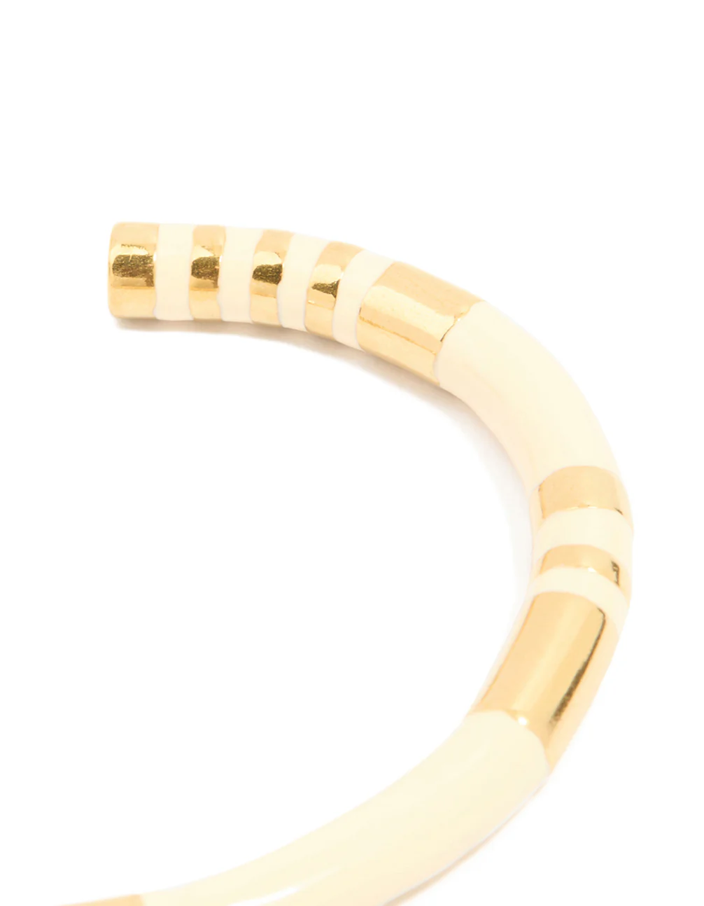 Waterproof Gold Plated Stainless Steel Neutral Toned Enamel Striped Wrist Cuff - Image 5