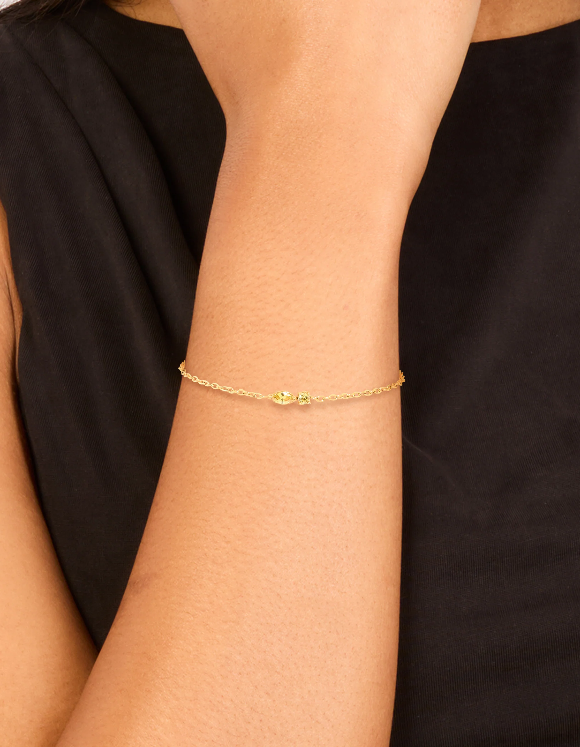 Waterproof Gold Plated Stainless Steel November Cubic Zirconia Birthstone Bracelet - Image 2