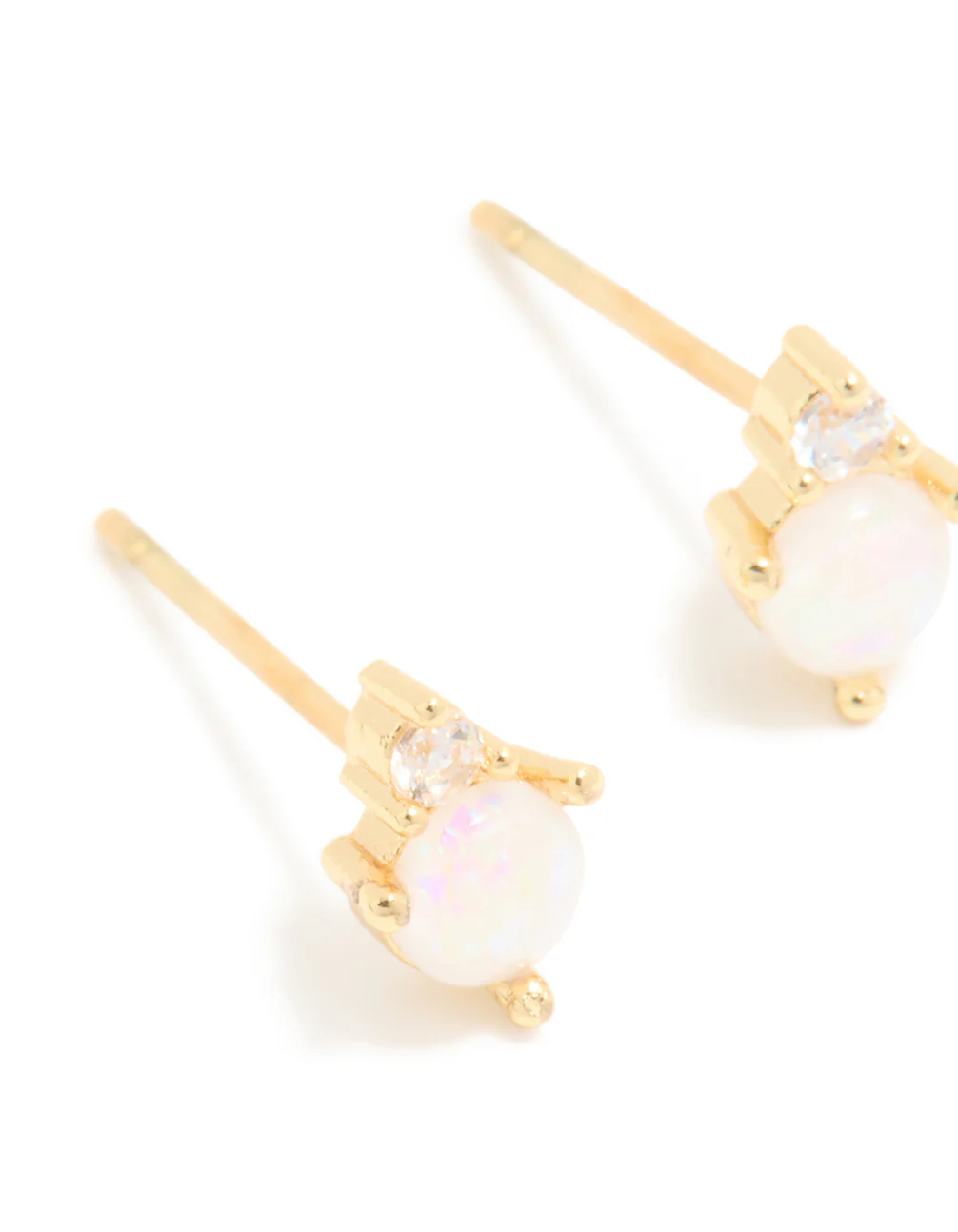 Waterproof Gold Plated Stainless Steel October Cubic Zirconia Duo Stud Earrings - Image 4