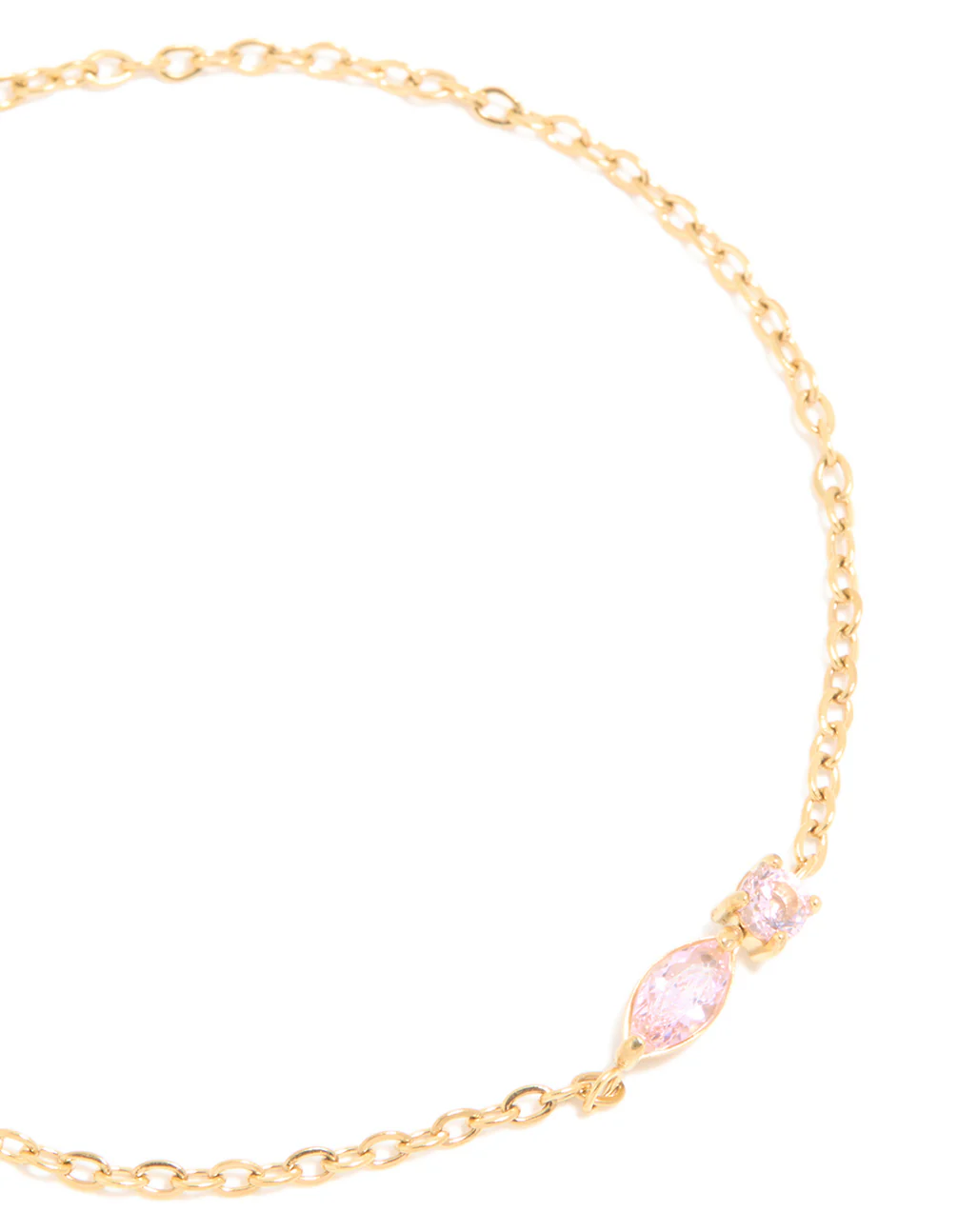 Waterproof Gold Plated Stainless Steel October Pink Cubic Zirconia Birthstone Bracelet - Image 4