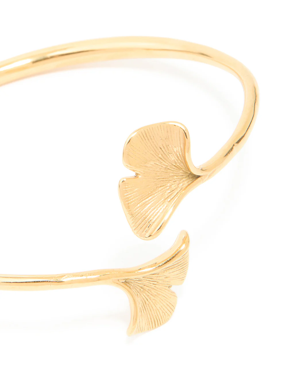 Waterproof Gold Plated Stainless Steel Open Leaf Wrist Cuff - Image 4