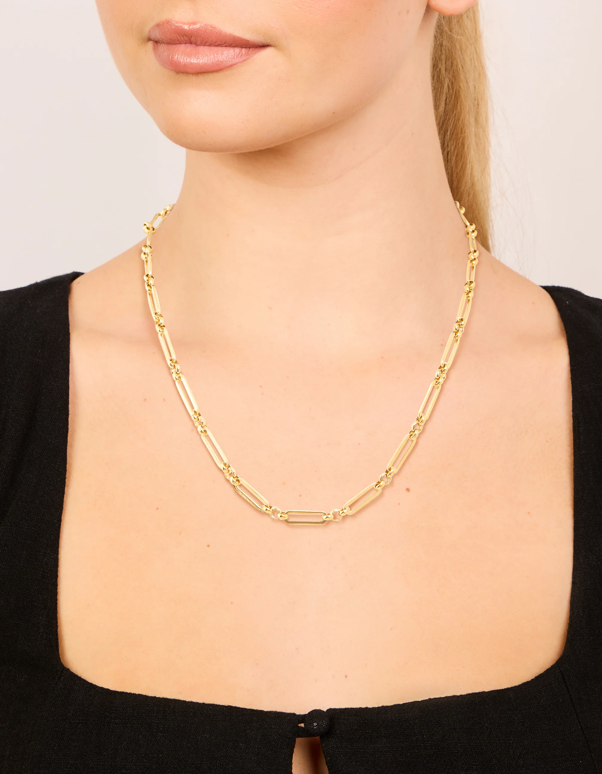 Waterproof Gold Plated Stainless Steel Open Oval Link Necklace - Image 2
