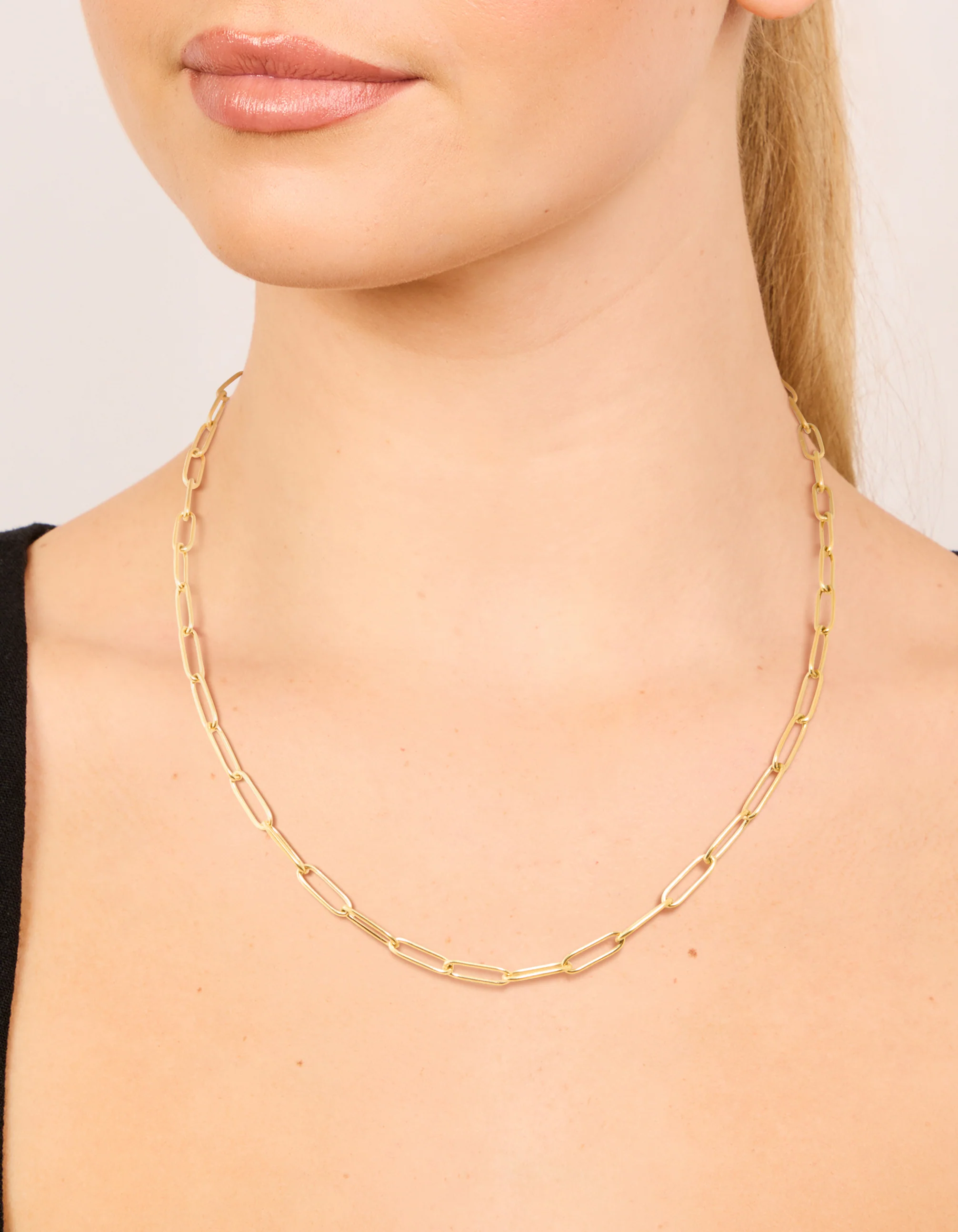 Waterproof Gold Plated Stainless Steel Open Oval Link Necklace - Image 2