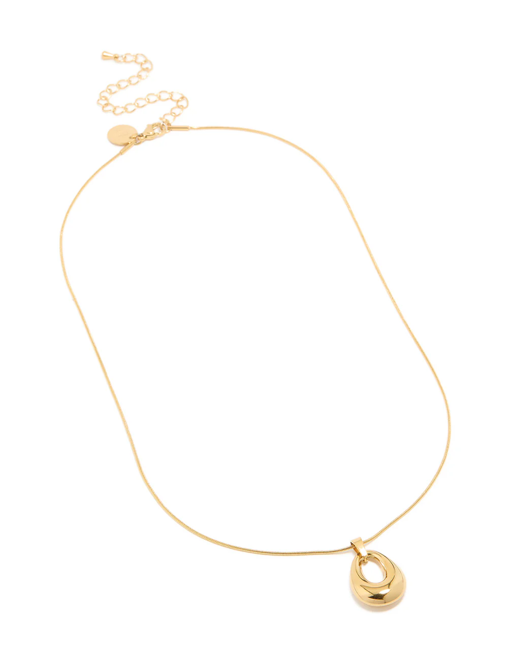 Waterproof Gold Plated Stainless Steel Open Oval Pendant Necklace - Image 4