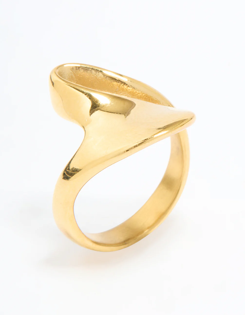 Waterproof Gold Plated Stainless Steel Open Swirl Ring - Image 4