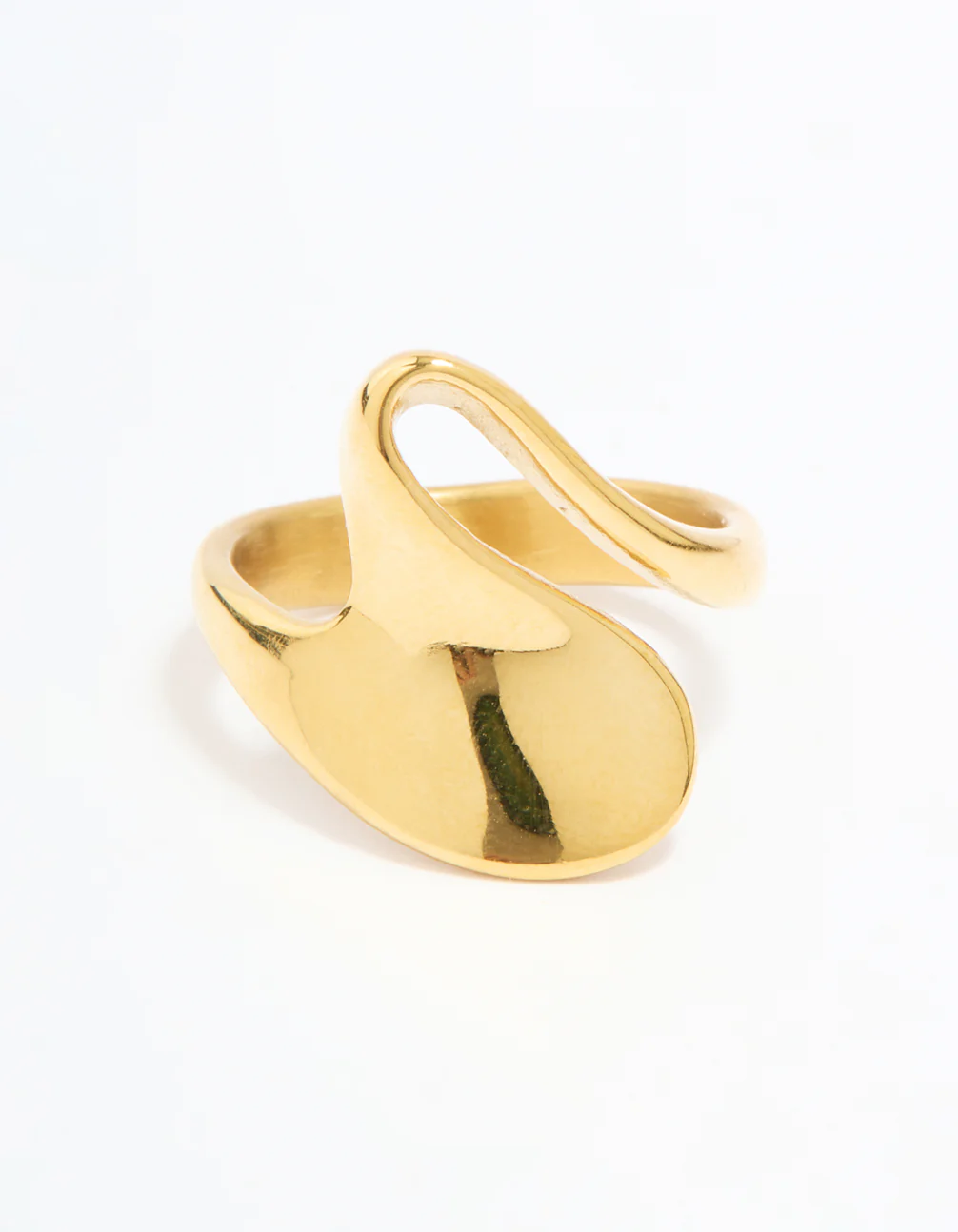 Waterproof Gold Plated Stainless Steel Open Swirl Ring - Image 5