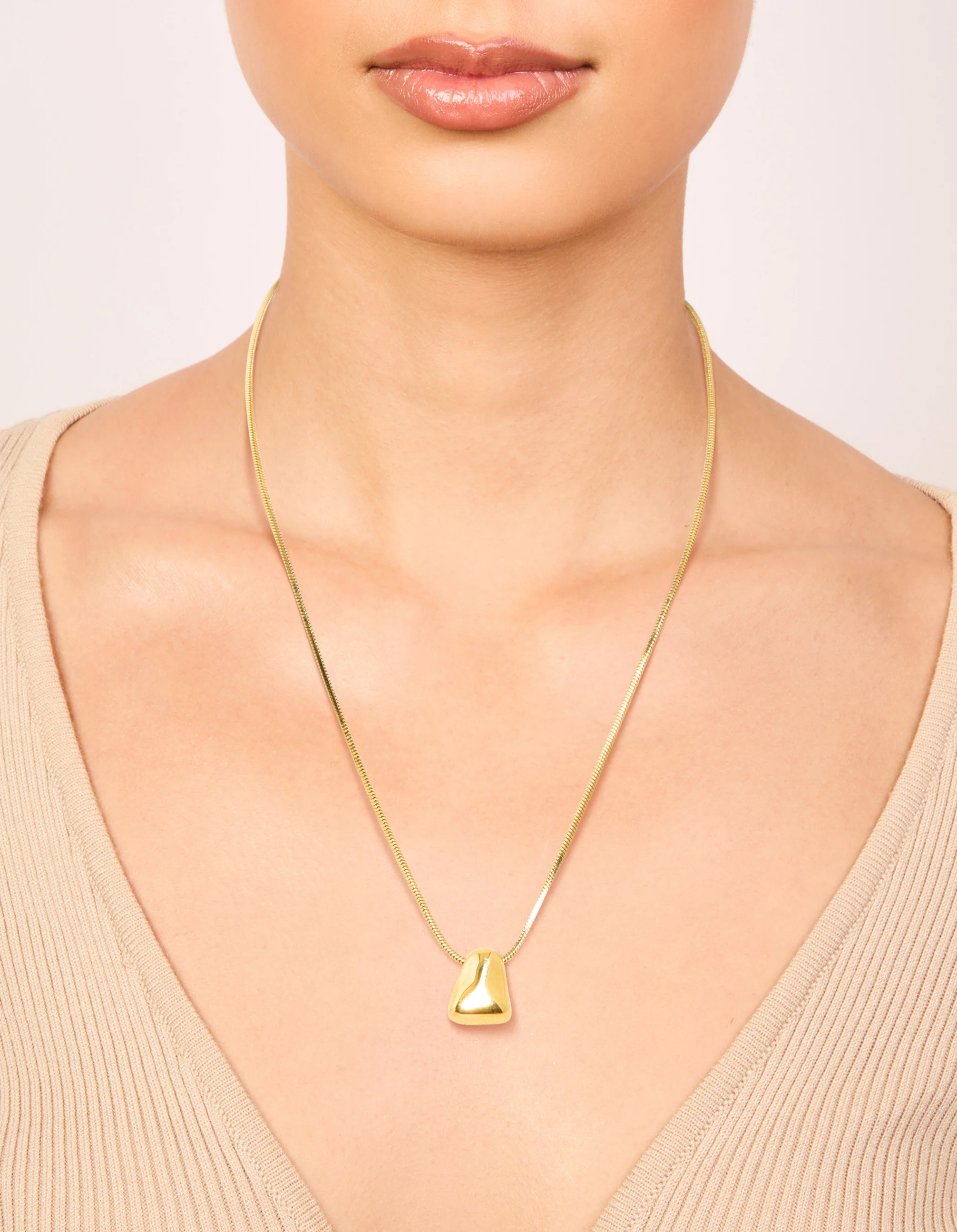 Waterproof Gold Plated Stainless Steel Organic Nugget Pendant Necklace - Image 2