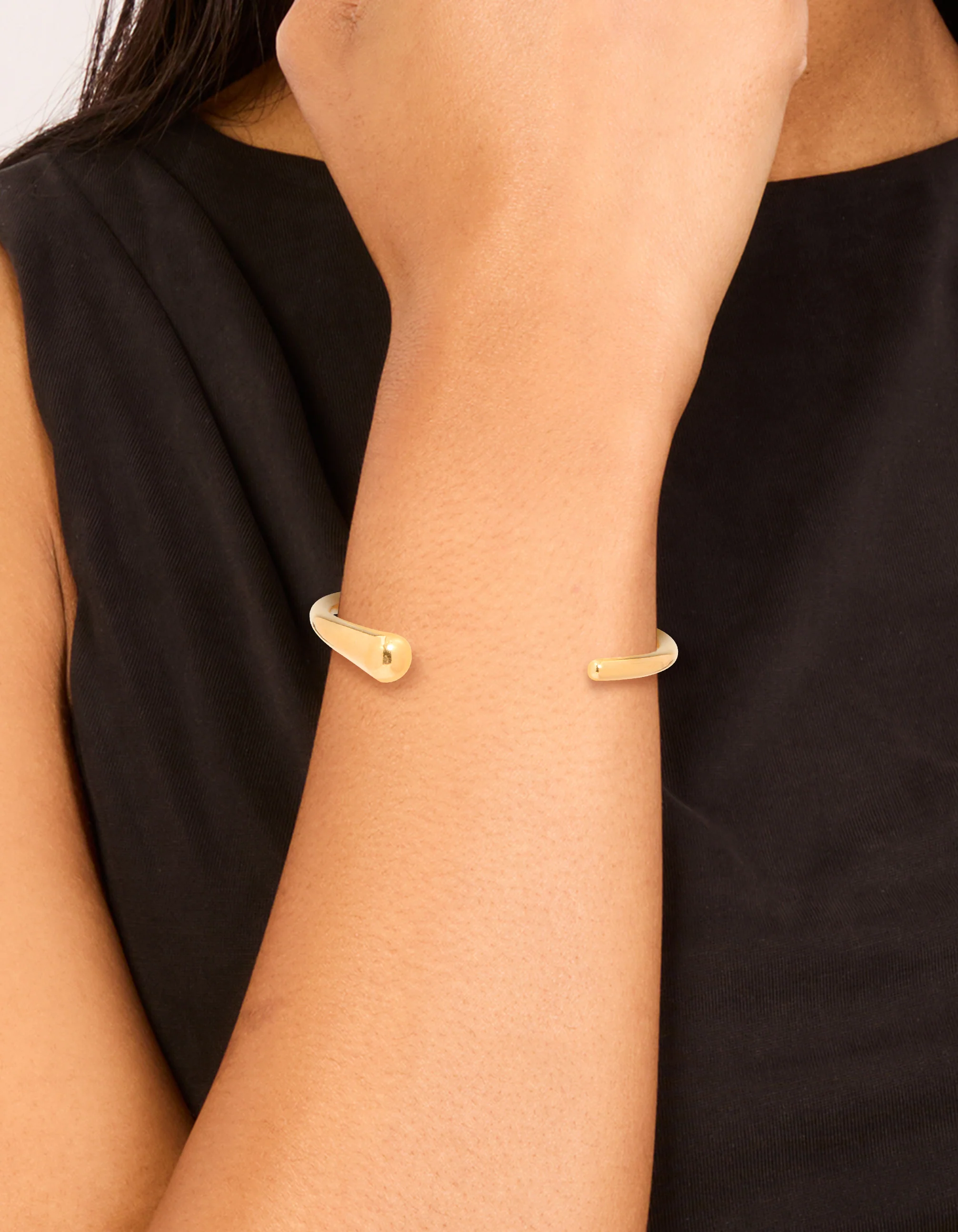 Waterproof Gold Plated Stainless Steel Organic Open Wrist Cuff - Image 2