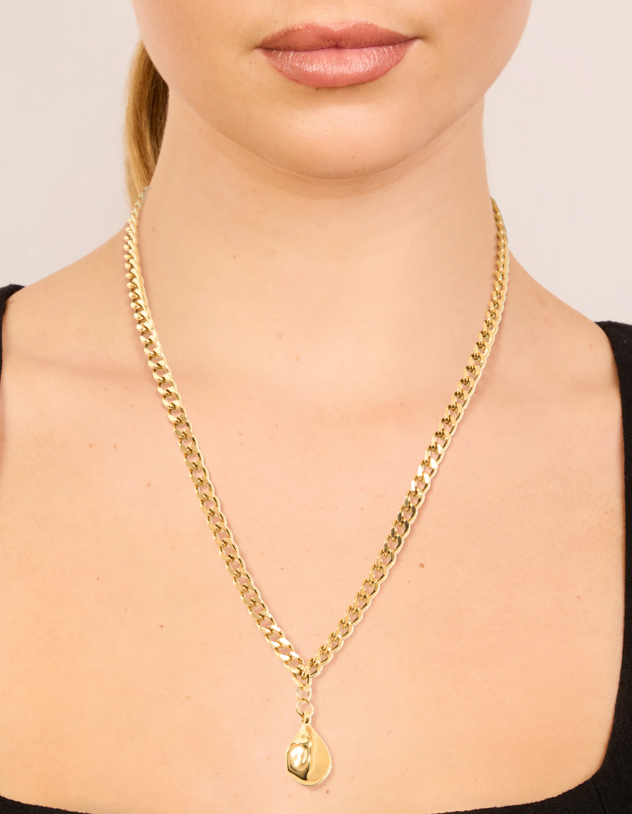 Waterproof Gold Plated Stainless Steel Organic Pendant Necklace - Image 2