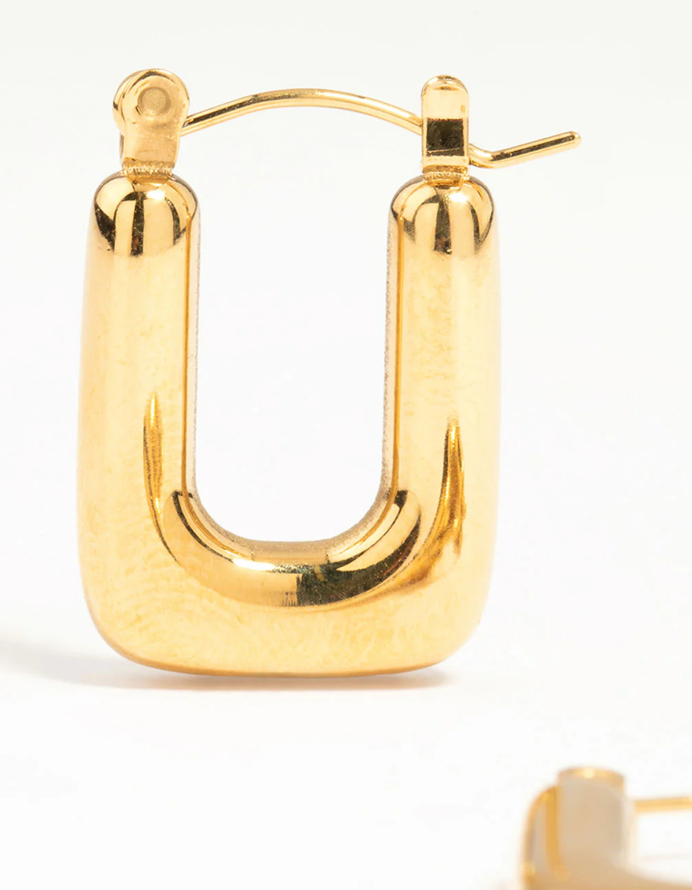 Waterproof Gold Plated Stainless Steel Organic Rectangle Hoop Earrings - Image 4
