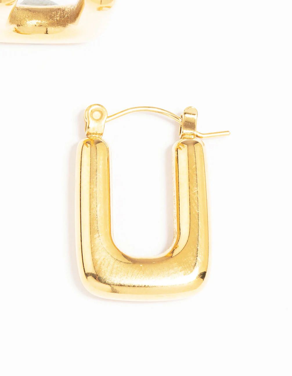 Waterproof Gold Plated Stainless Steel Organic Rectangle Hoop Earrings - Image 5