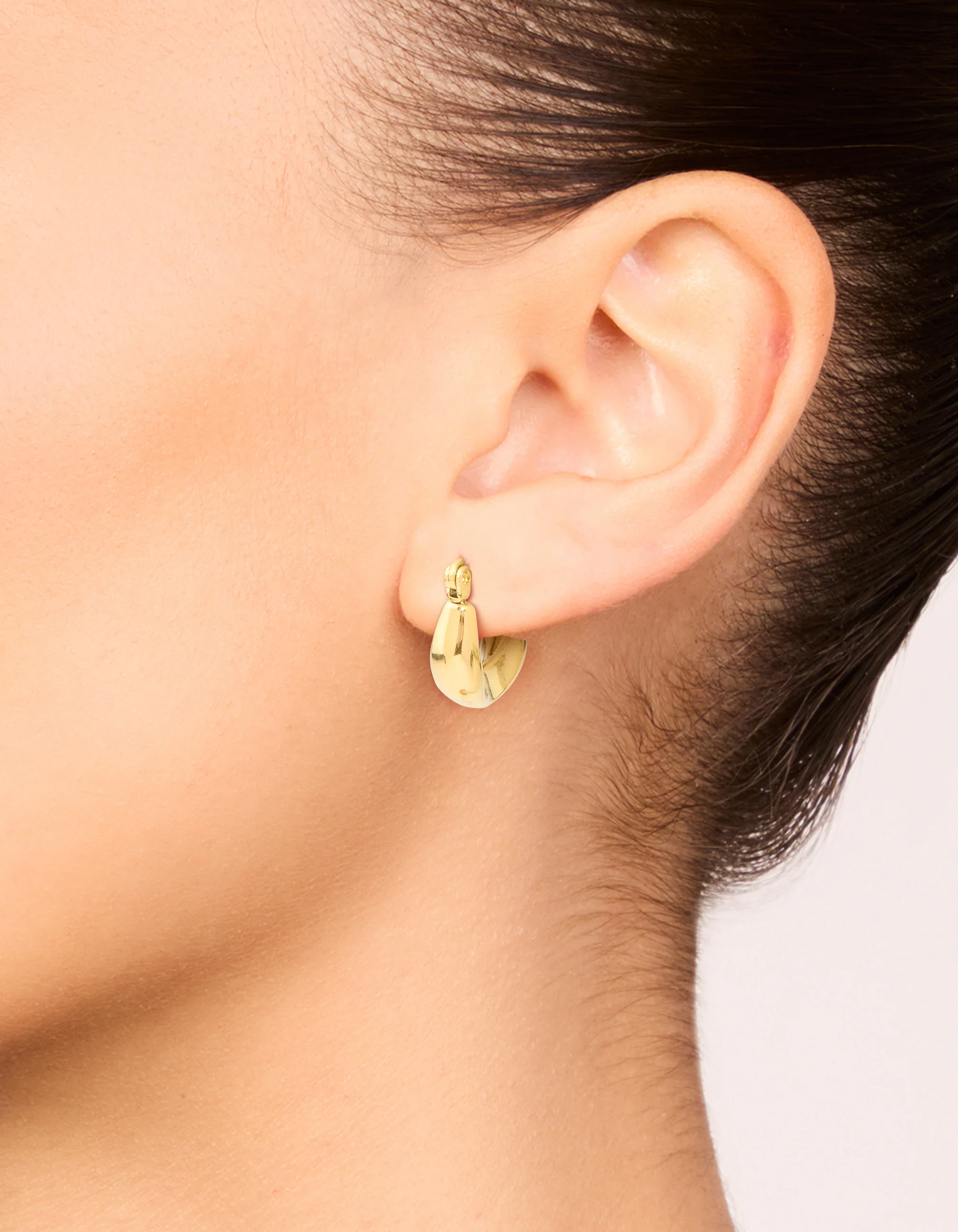 Waterproof Gold Plated Stainless Steel Organic Teardrop Hoop Earrings - Image 2