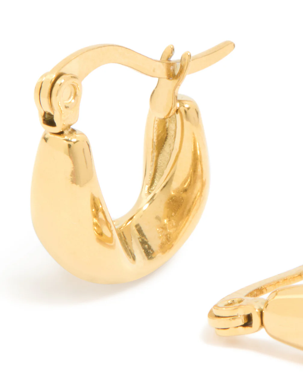 Waterproof Gold Plated Stainless Steel Organic Teardrop Hoop Earrings - Image 4