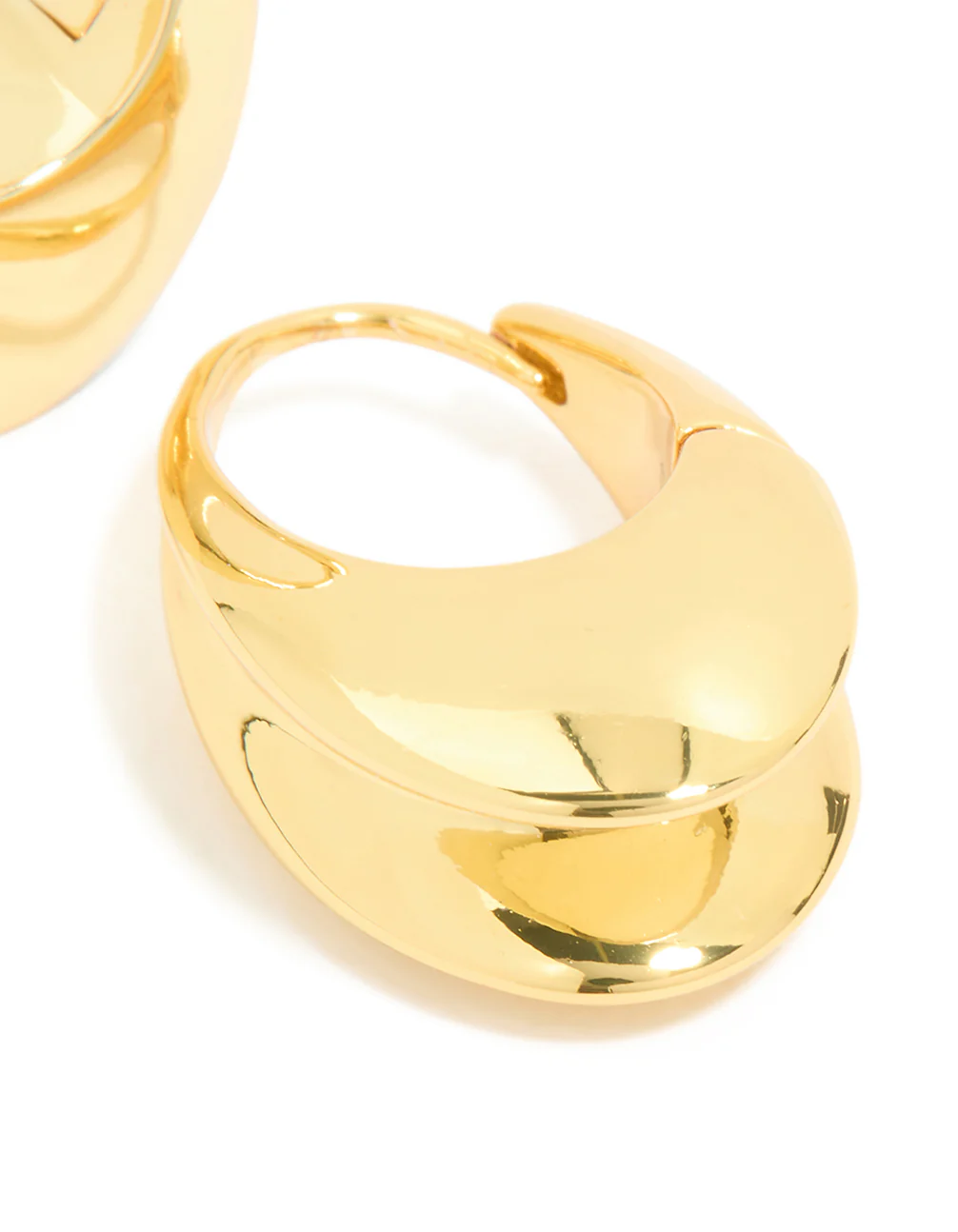 Waterproof Gold Plated Stainless Steel Oval Concave Hoop Earrings - Image 3