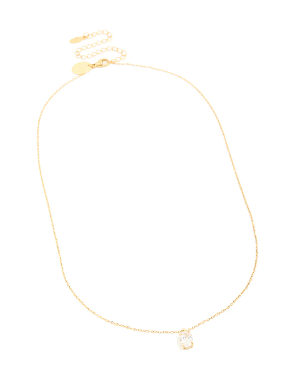 Waterproof Gold Plated Stainless Steel Oval Cubic Zirconia Pendant Necklace - Image 4