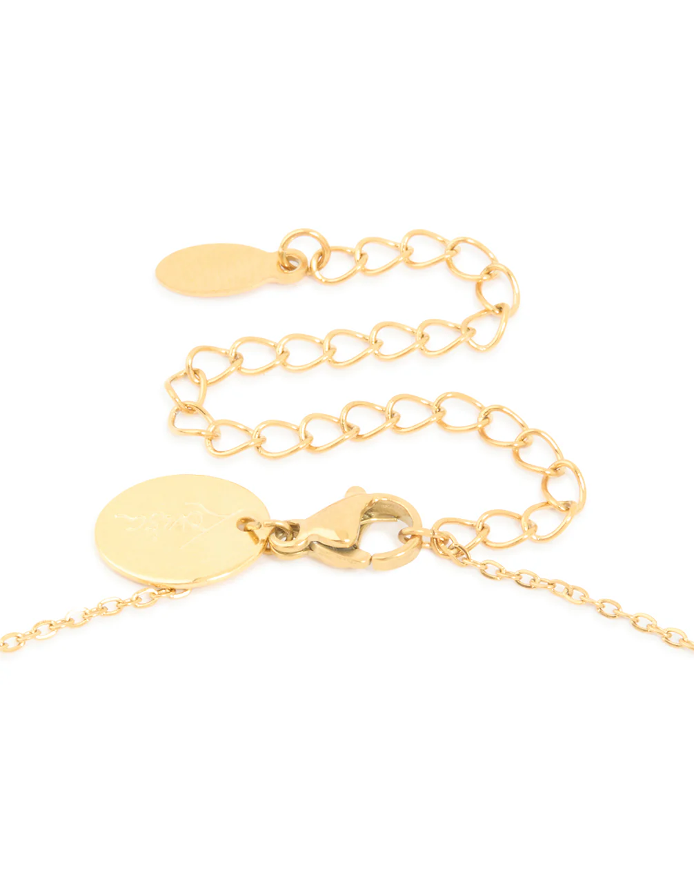 Waterproof Gold Plated Stainless Steel Oval Cubic Zirconia Pendant Necklace - Image 5