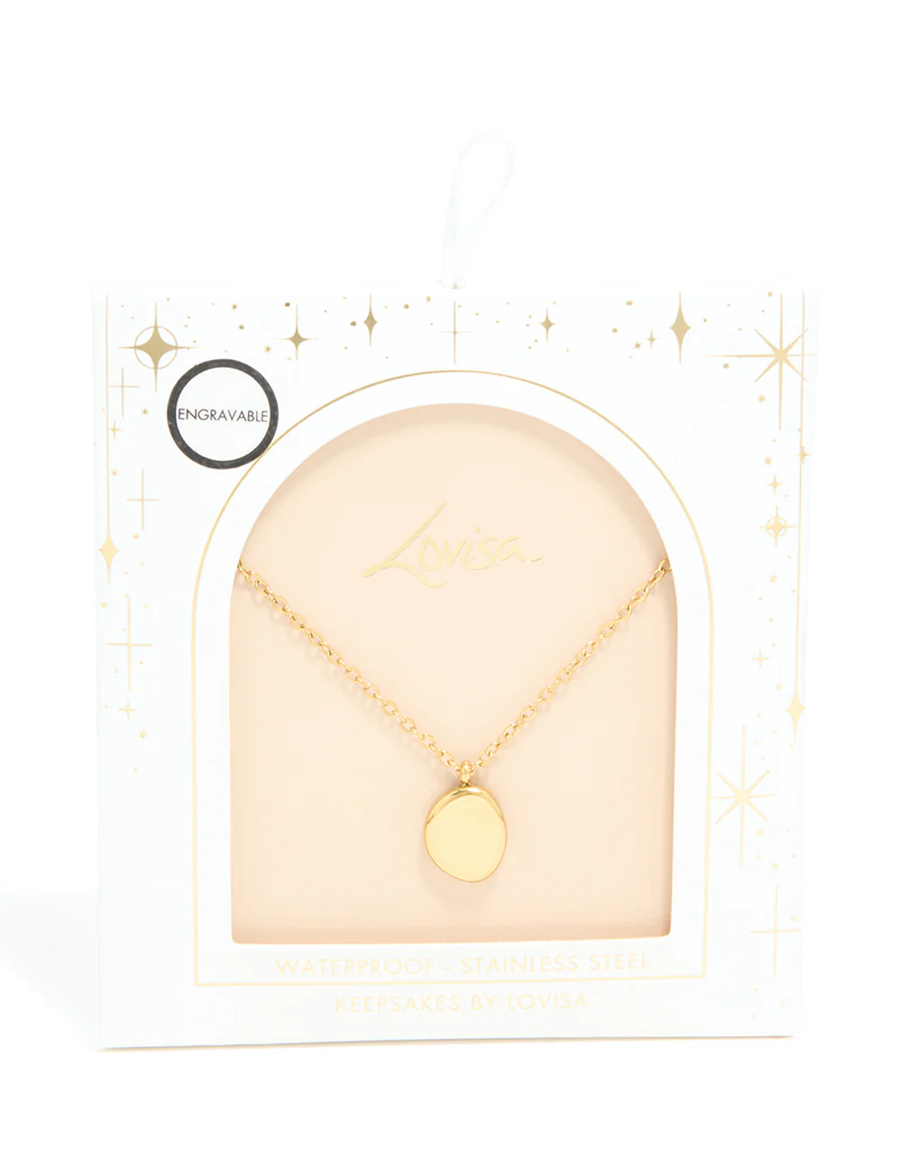 Waterproof Gold Plated Stainless Steel Oval Engravable Pendant Necklace - Image 3