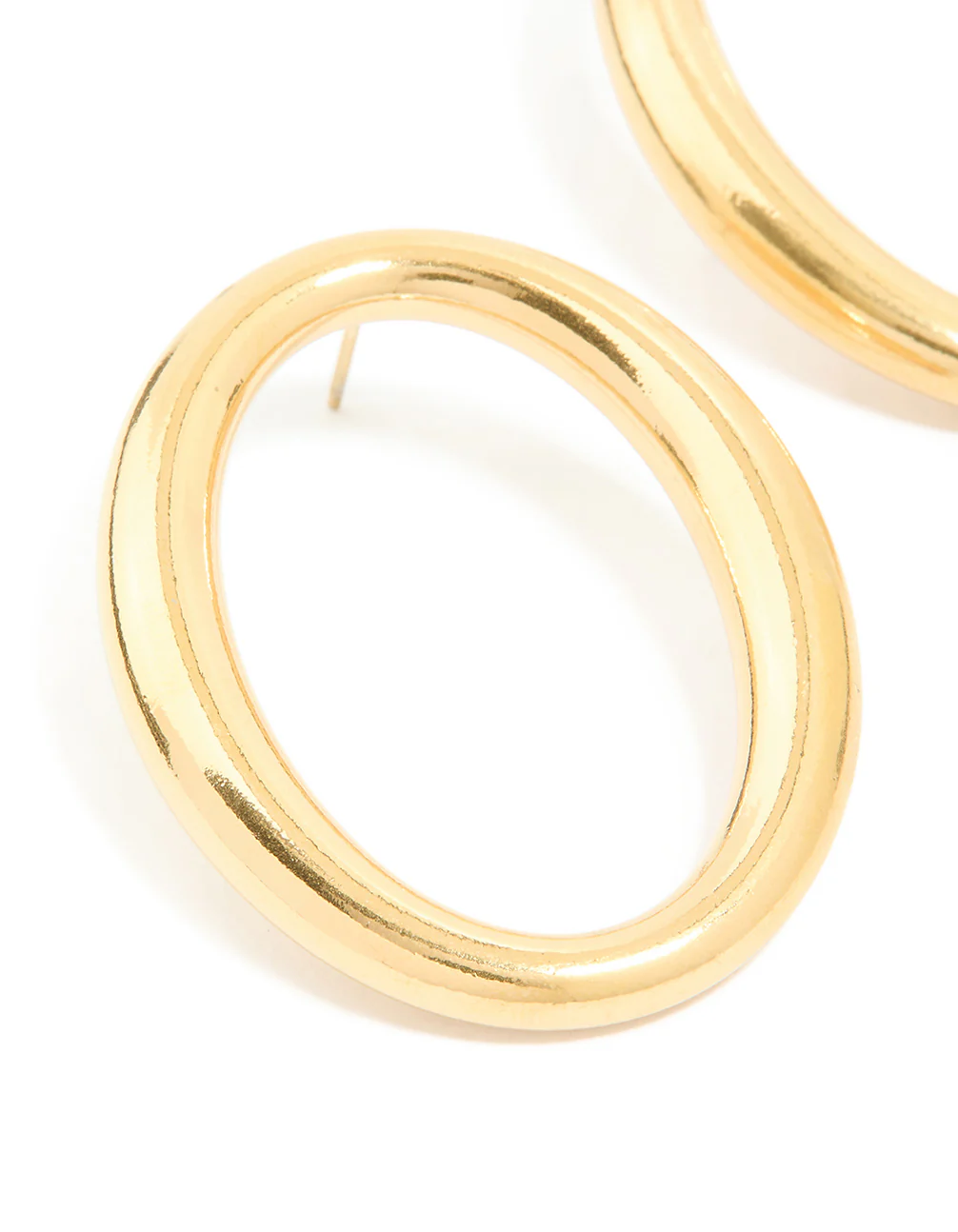 Waterproof Gold Plated Stainless Steel Oval Open Doughnut Stud Earrings - Image 4