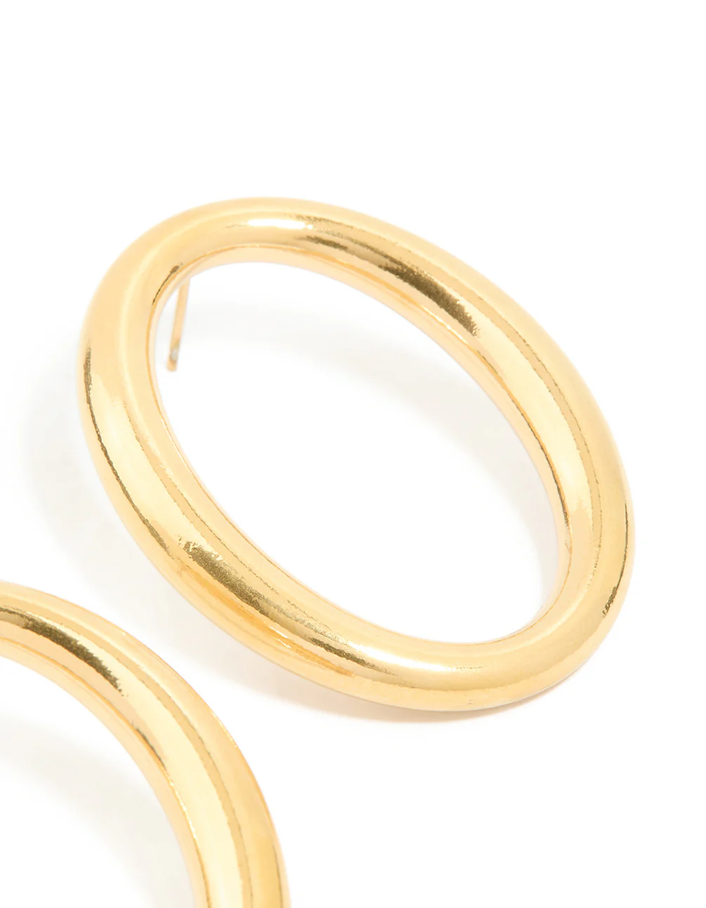 Waterproof Gold Plated Stainless Steel Oval Open Doughnut Stud Earrings - Image 5