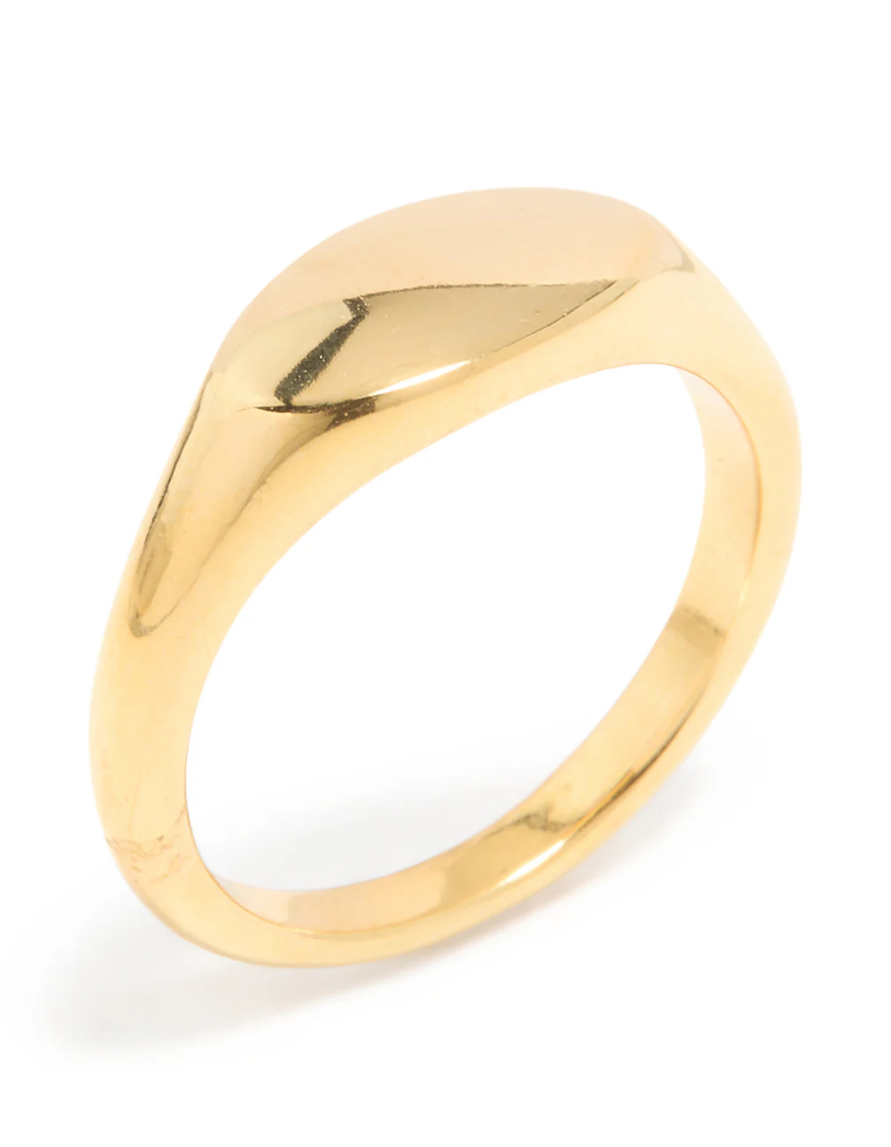 Waterproof Gold Plated Stainless Steel Oval Signet Ring - Image 2